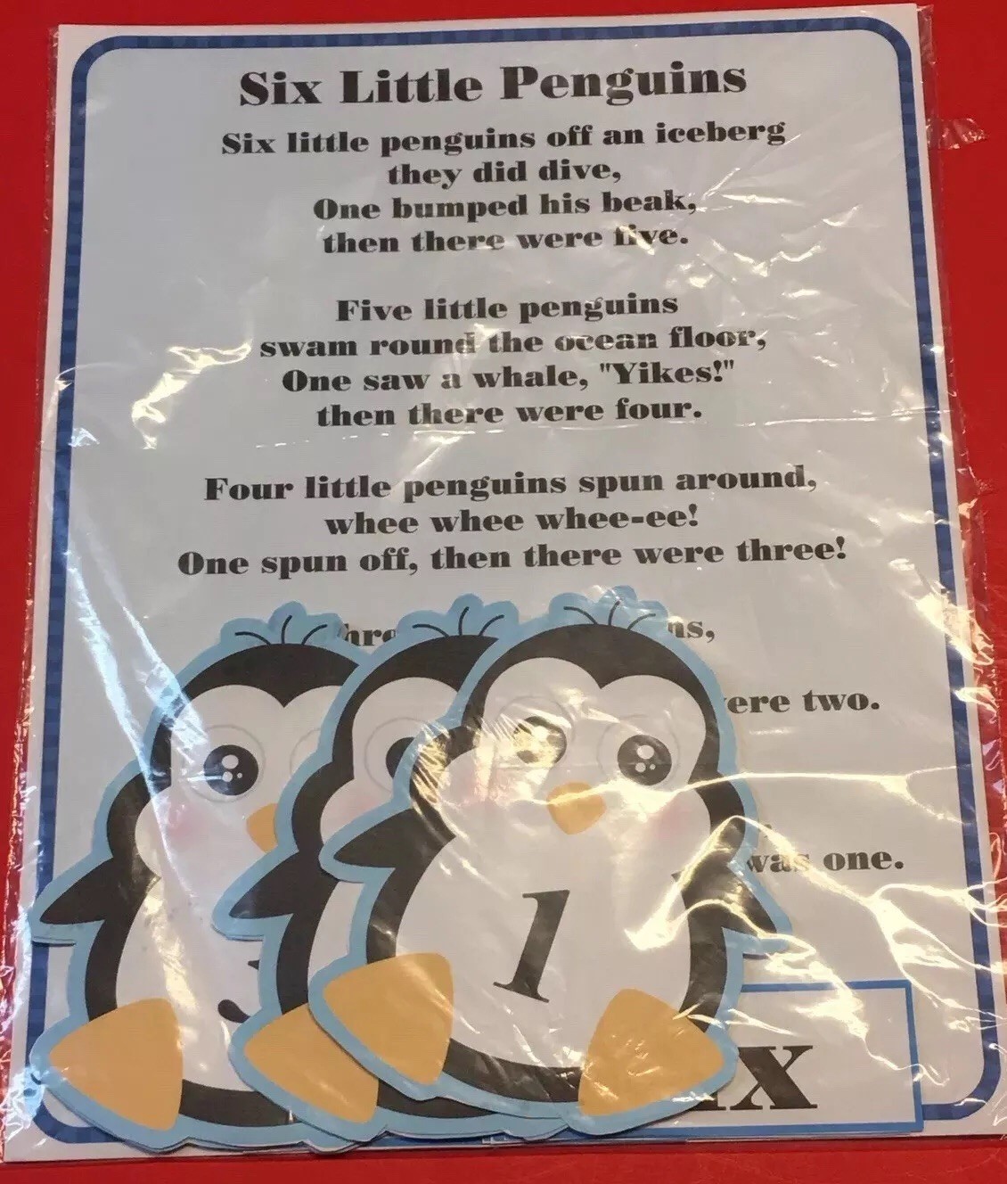 Six Little Penguins – FLANNEL FELT BOARD LAMINATED STORY and PIECES
