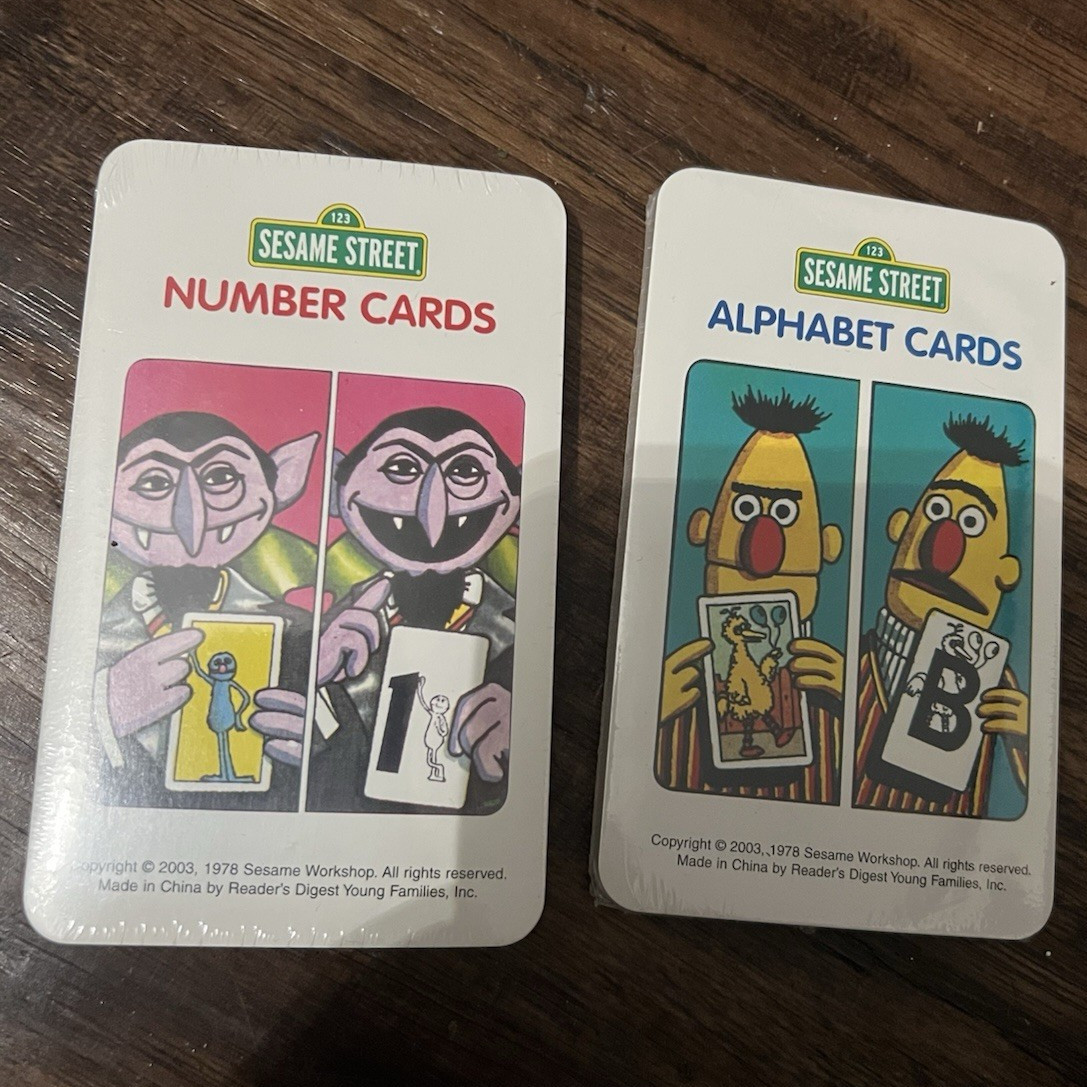 Sesame Street Alphabet & Number Flash Cards 2 Decks Vintage 2003 Ages 3-7