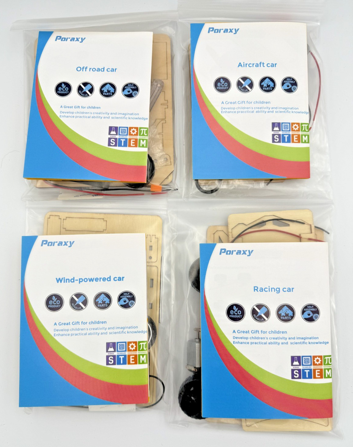 Poraxy STEM Kits(4) for Kids Age 8+, Science Building Project Craft