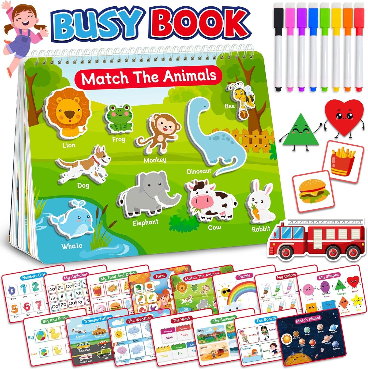 Benresive Montessori Busy Book for Toddlers 3-5, Preschool Learning Blue