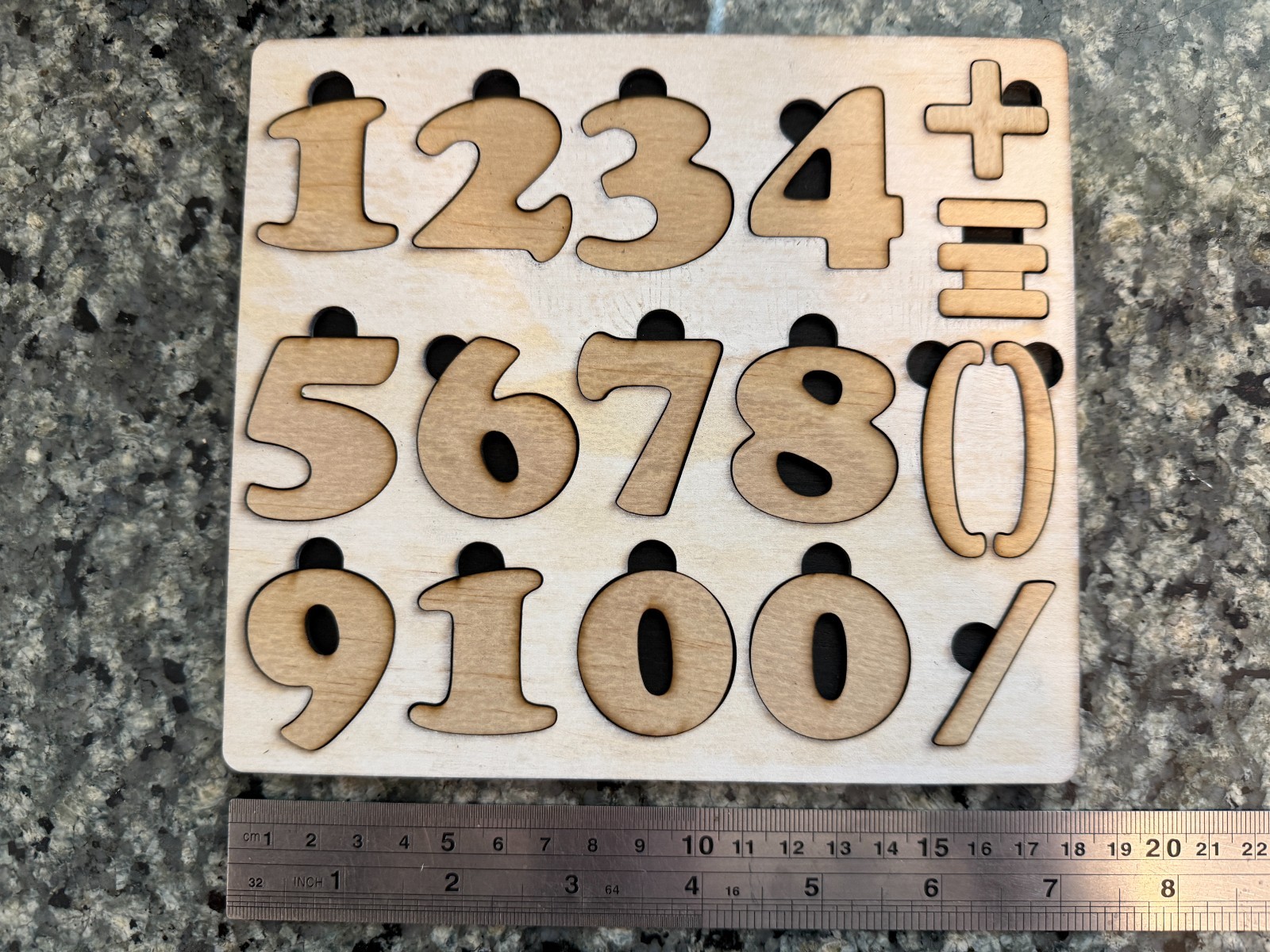 7 inch wood pre school number and math puzzle