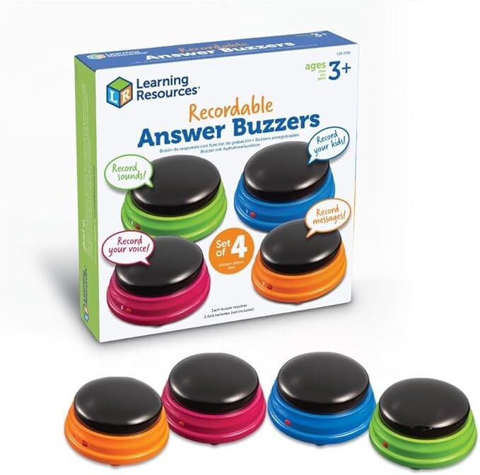 Learning Resources Recordable Answer Buzzers – Set of 4, Ages 3+ | Pre-K Persona