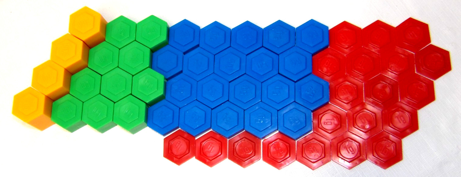 Math Manipulatives• Stackable Plastic Hexagram Set• 54 Pieces•