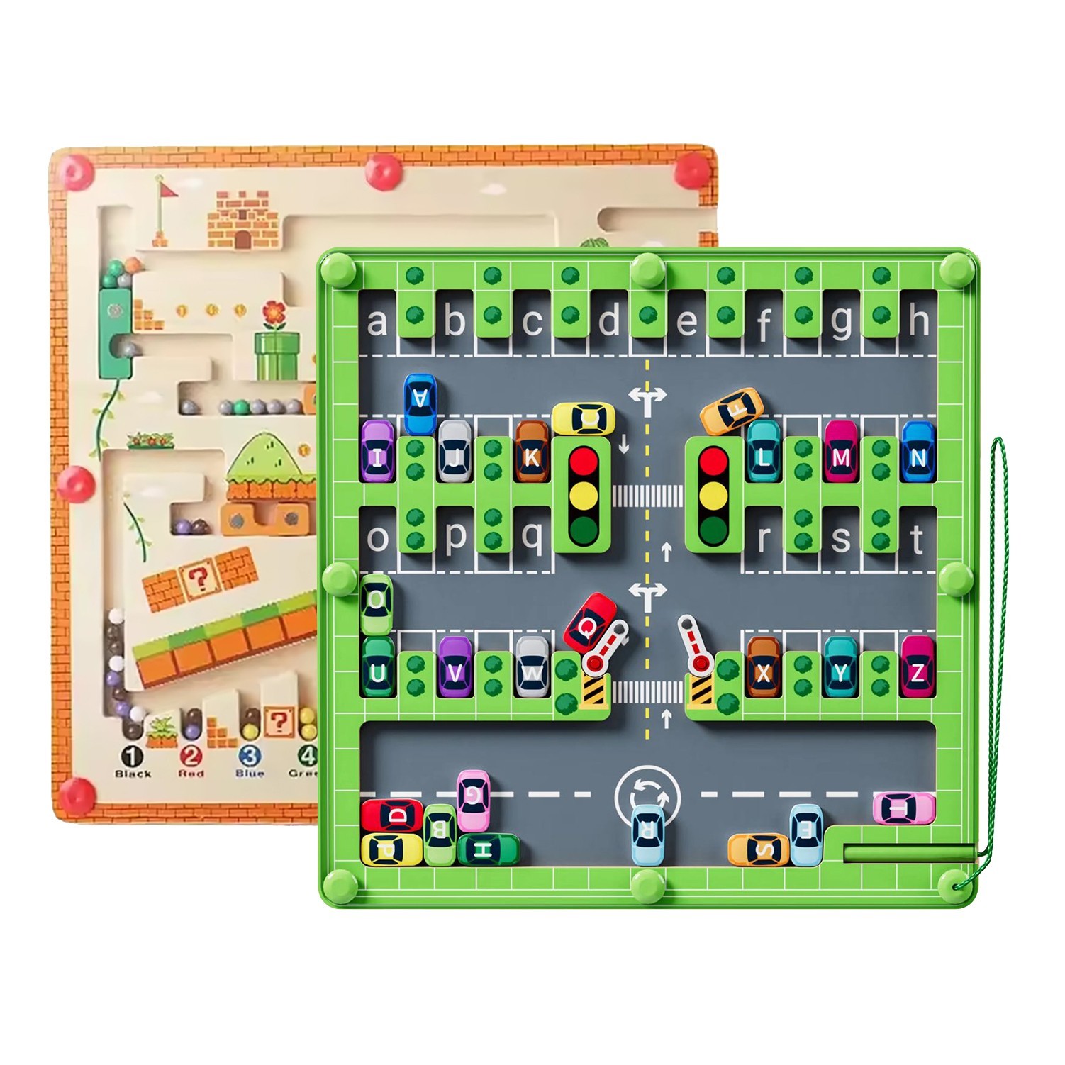 2 Pack Magnetic Color and Number Maze, Montessori Wooden Toddler Magnet Puzzle