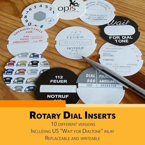 Opis 60s Cable: Rotary Phone/Vintage Phone/Retro Orange Set of 8 Inlays