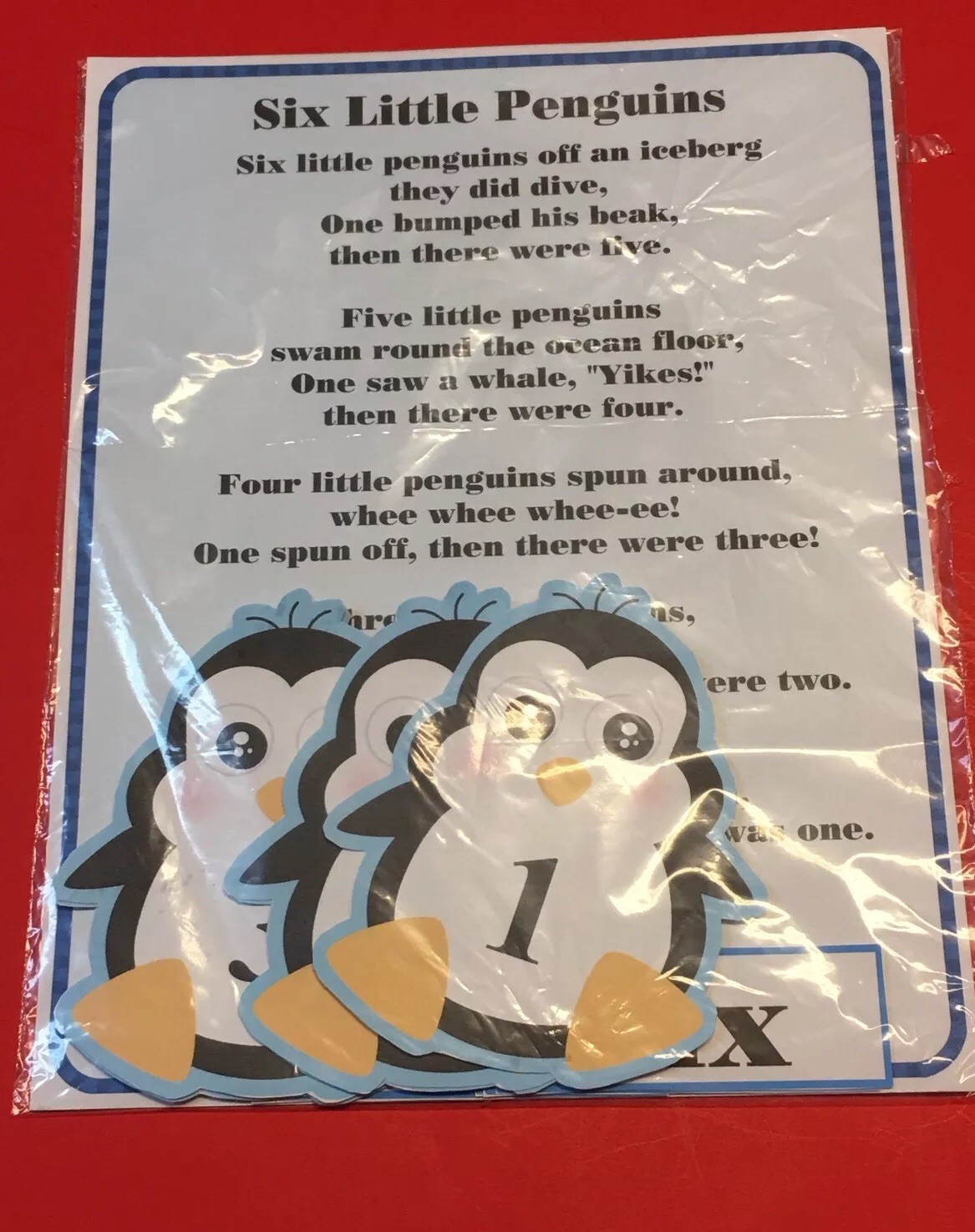 Six Little Penguins – FLANNEL FELT BOARD LAMINATED STORY and PIECES