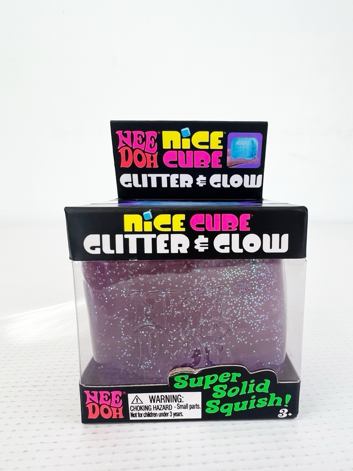 NeeDoh Nice Cube Glitter & Glow Super Solid Squish – Purple Schylling New!