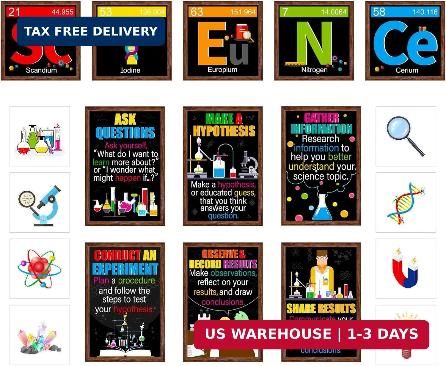 Zonon 27 Pieces Science Bulletin Board Set Laminated Scientist Posters Classroom