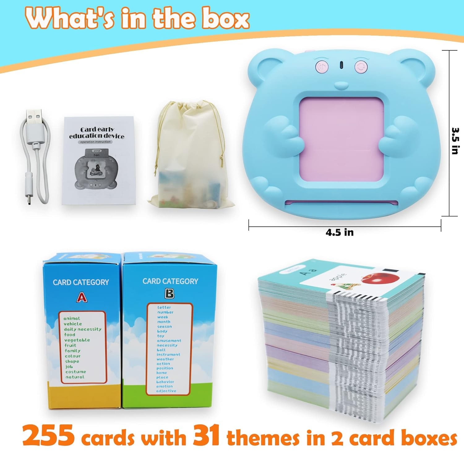 Talking Flash Cards Alphabet Learning Toys for Toddlers 3-8 Years Educational