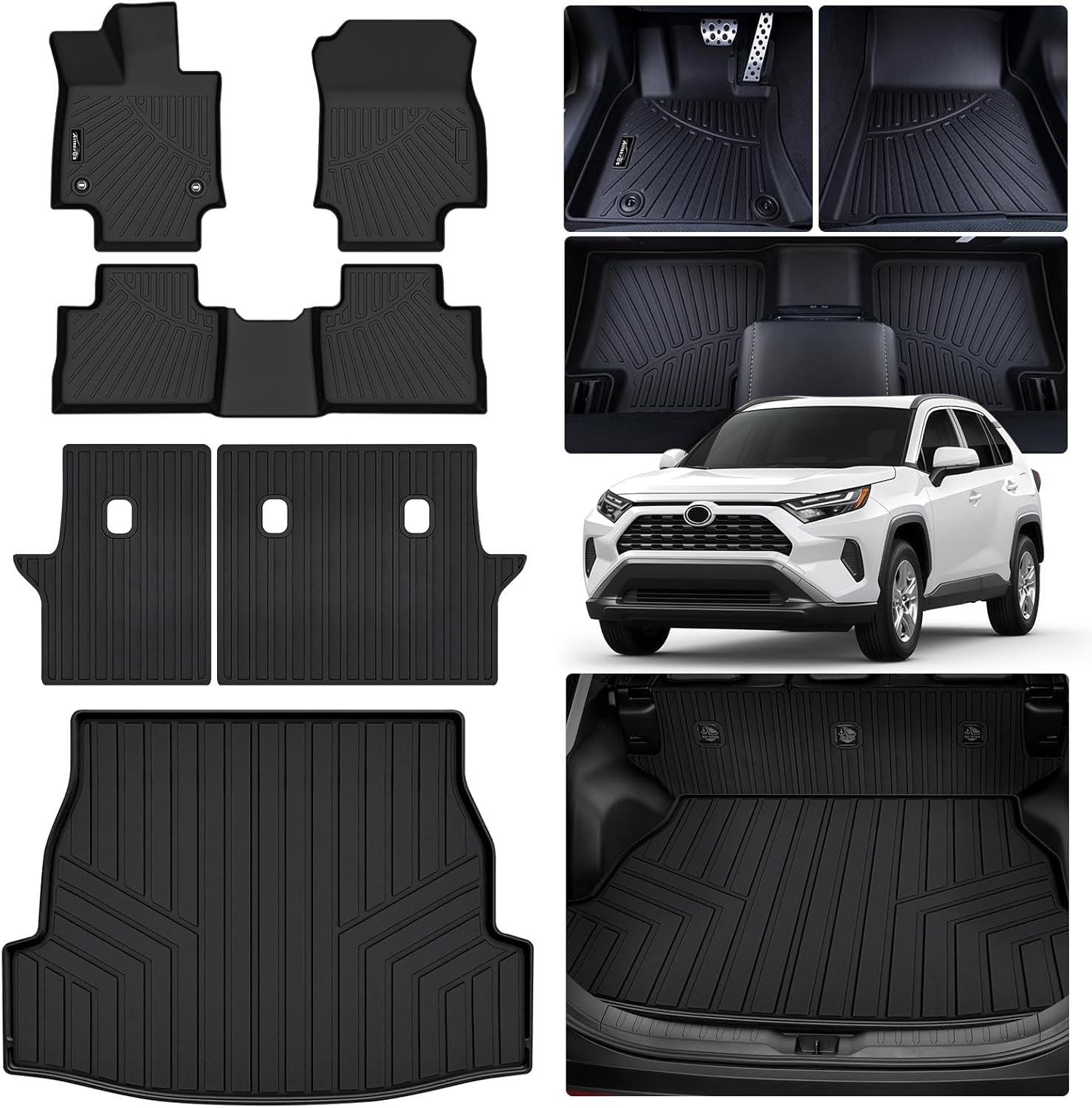 2019-2025 Toyota RAV4 TPE Floor Mats Hybrid Full Set