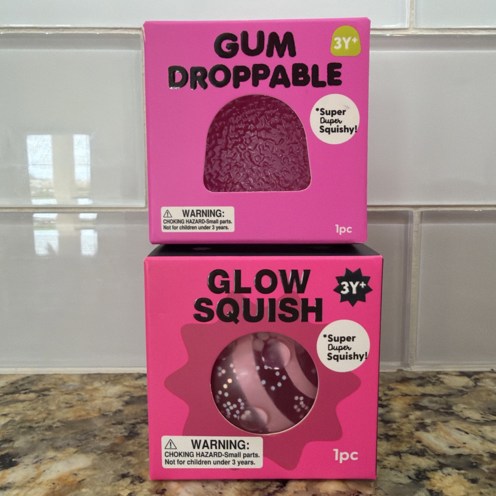 J’ADORE PINK SQUISHY SET OF 2 – 1 gum droppable AND 1 glow squish brand new