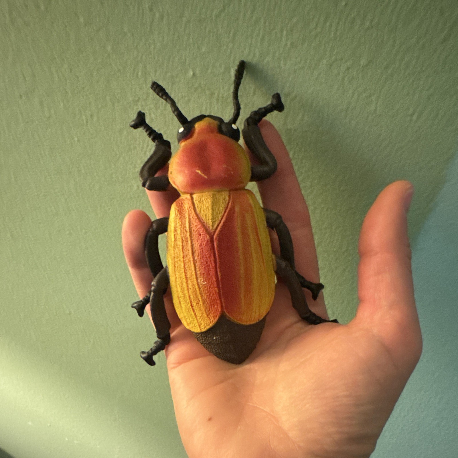 Large Plastic Beetle Insect Figure Model Toy – Red Yellow Black