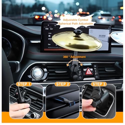 2 Pack Car Cymbal Air Vent, Cars Symbol Drum, Easy Clip-On Mini Cymbals Gold