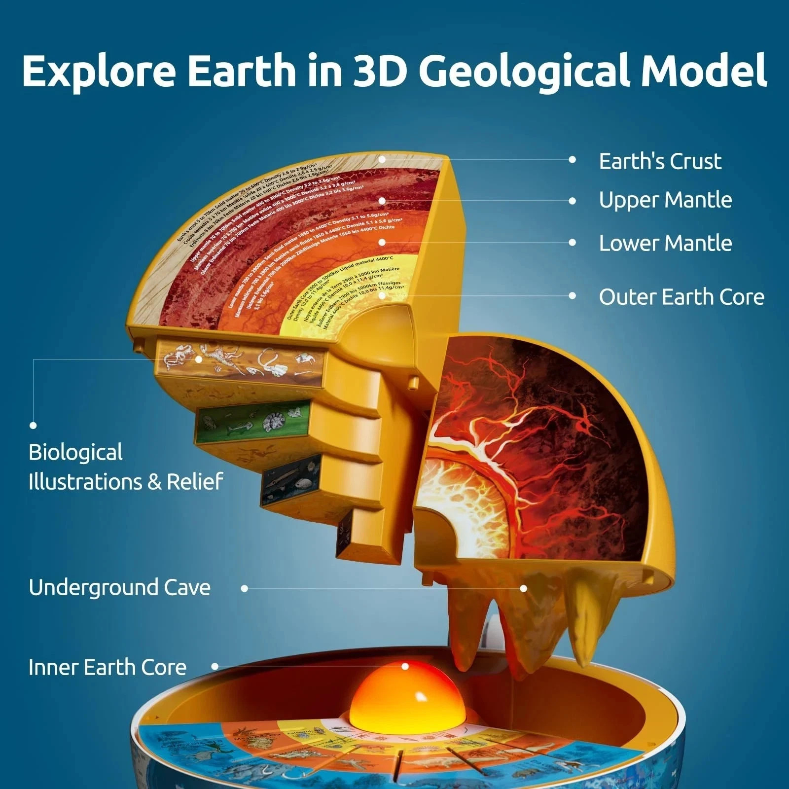 Openable Globe for Kids, 8 Inch Interactive World Globe Talking M…