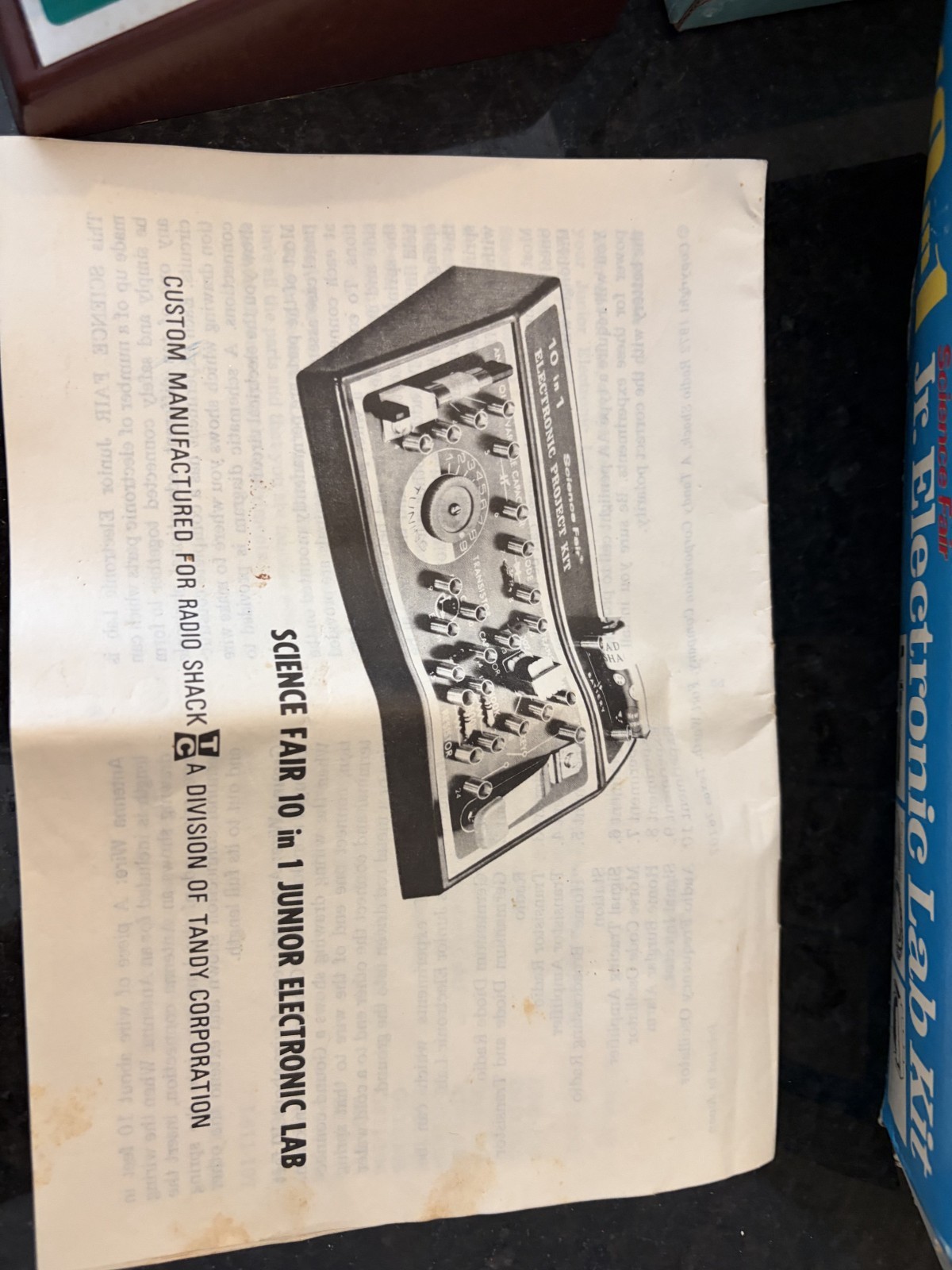 1972 radio shack 10 in 1 Jr. Electronic Lab Kit Untested With Original Box Vtg