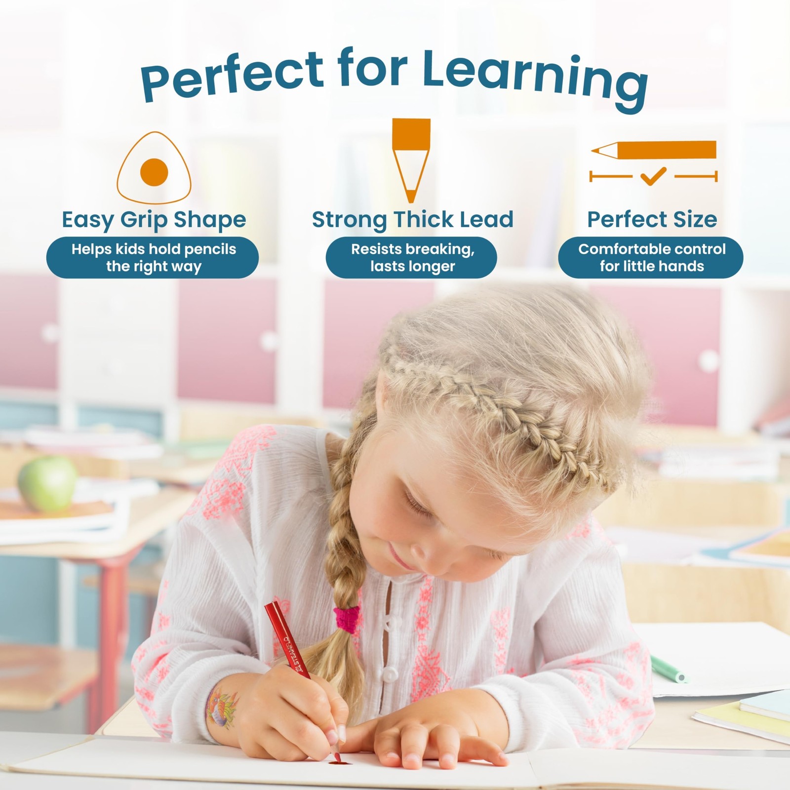 Colored Pencils for Toddlers 3-4 Years – Kids Pencils for Beginners, Toddl