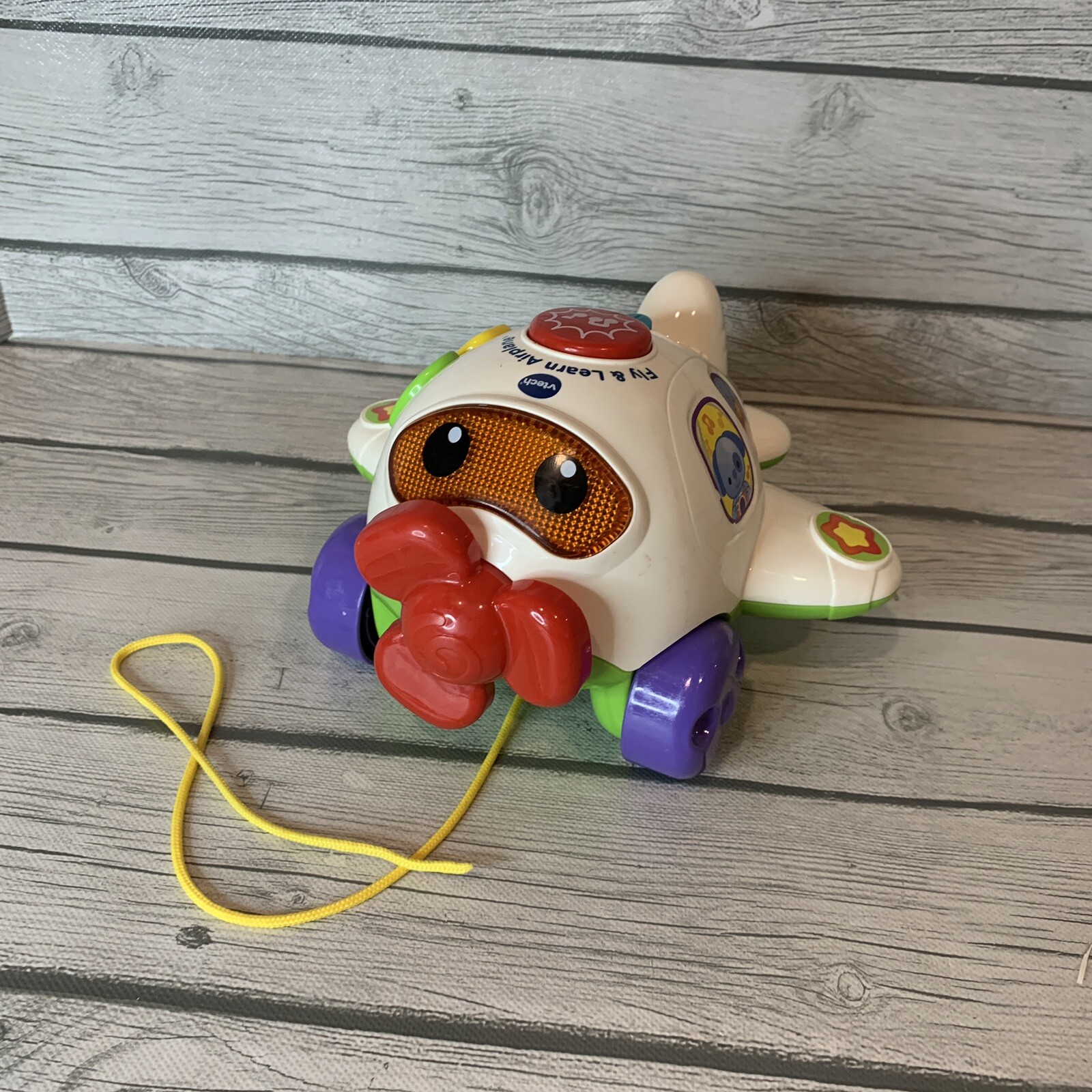 Vtech Fly & Learn Airplane Electronic Pull Toy Tested Working Lights & Sounds