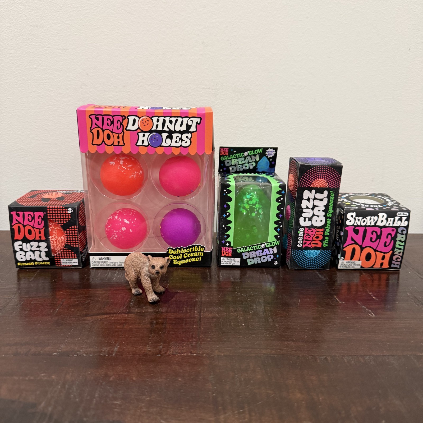 SET OF 5 NeeDoh Fuzz Ball Dohnut Holes Dream Drop Galactic Glow Snowball Nee Doh