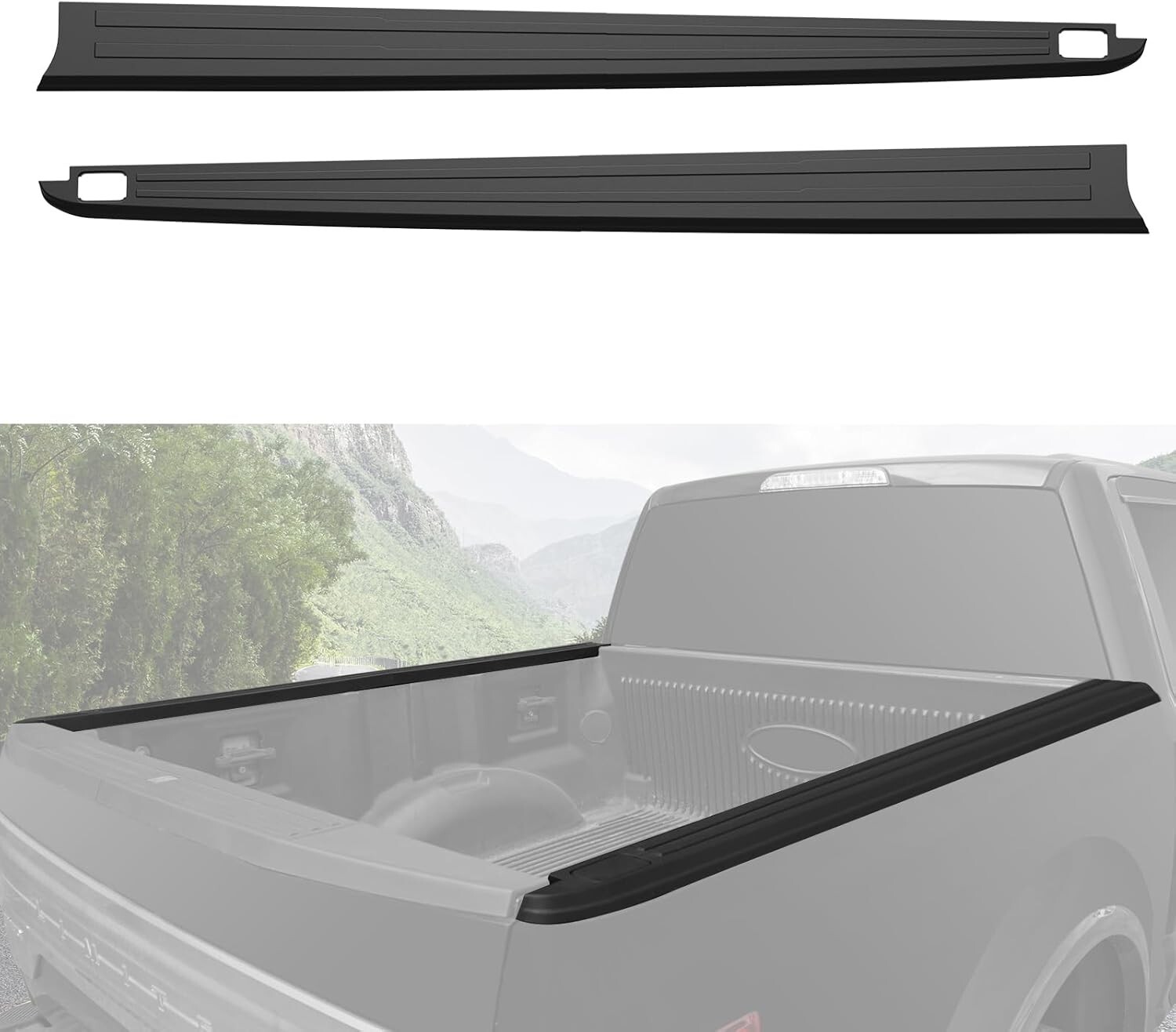 Side Bed Rail Caps 5.5′ for Ford F150 2015-2020, Black Trunk Left & Right Bed…