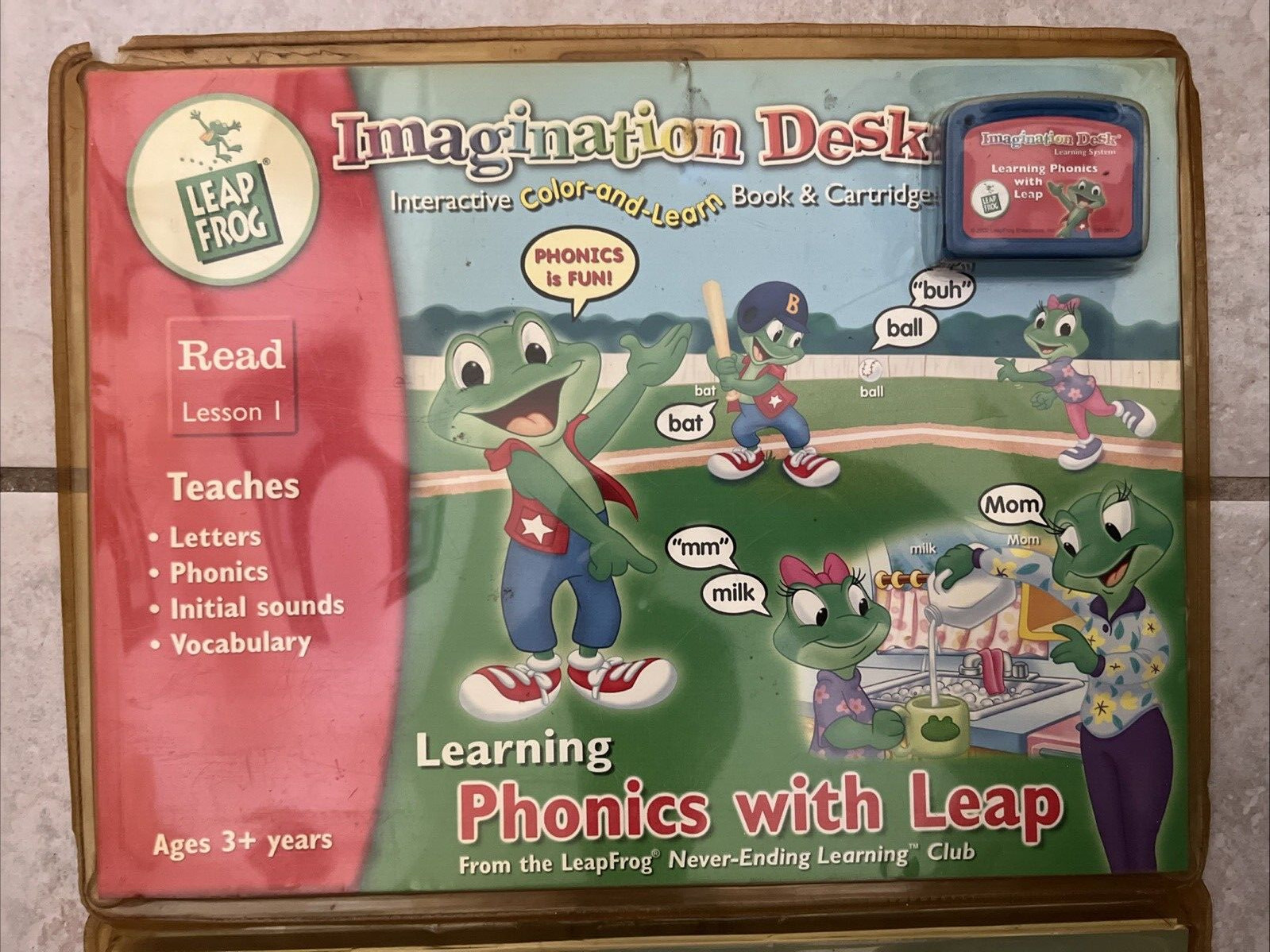 3 LeapFrog Imagination Desk Mother Goose Tad Around Town Phonics Book Cartridge