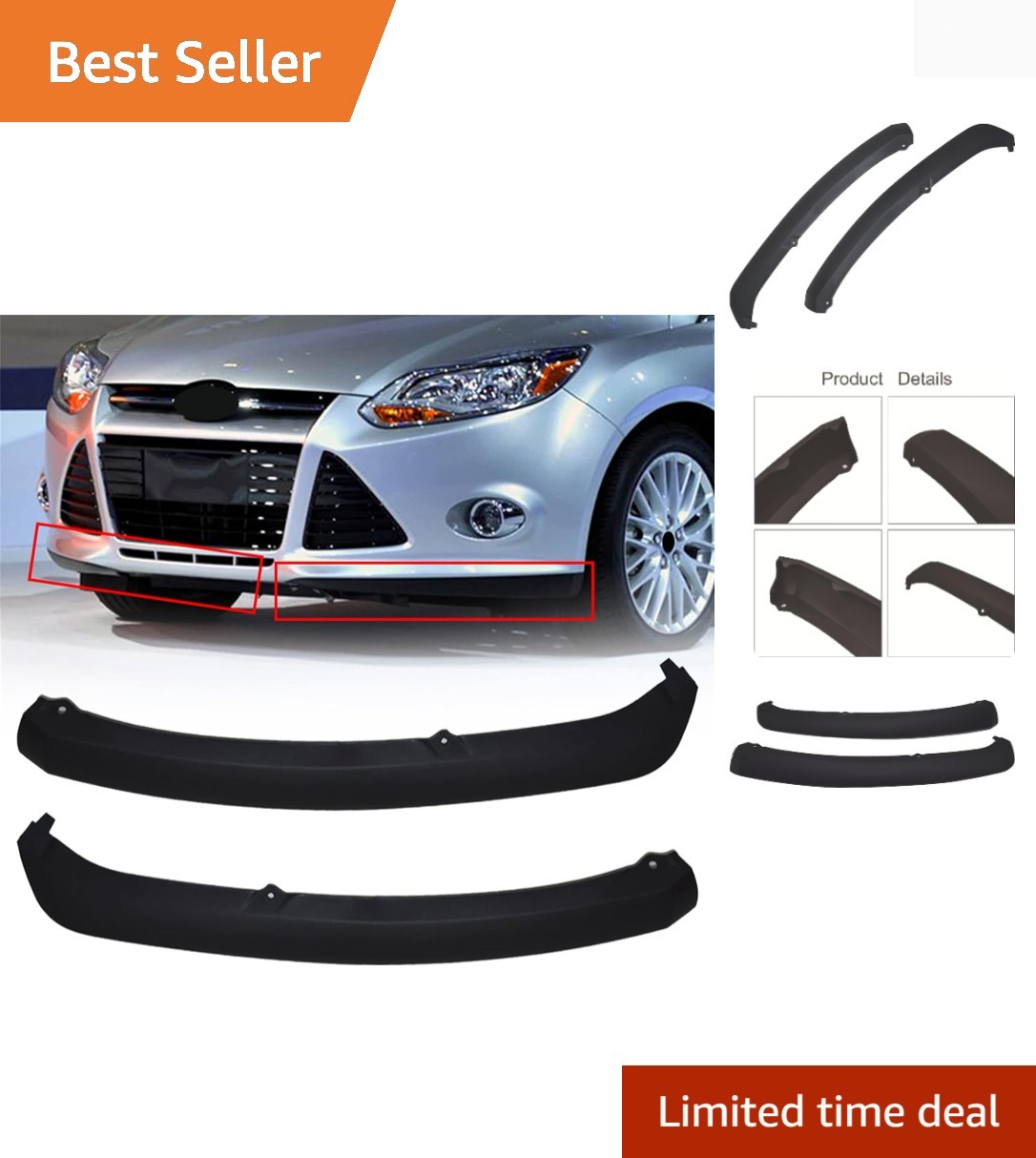 Left & Right Front Bumper Lower Trim Panel Spoiler Replacement for Focus 2012…
