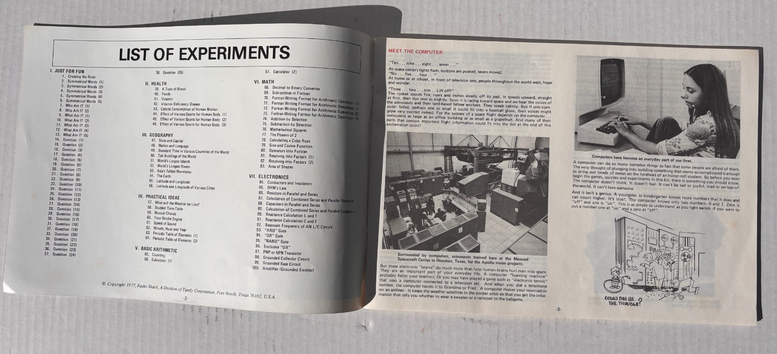 Vintage Science Fair Digital Computer Kit Cat. No. 28-218 Tandy Radio Shack 1977