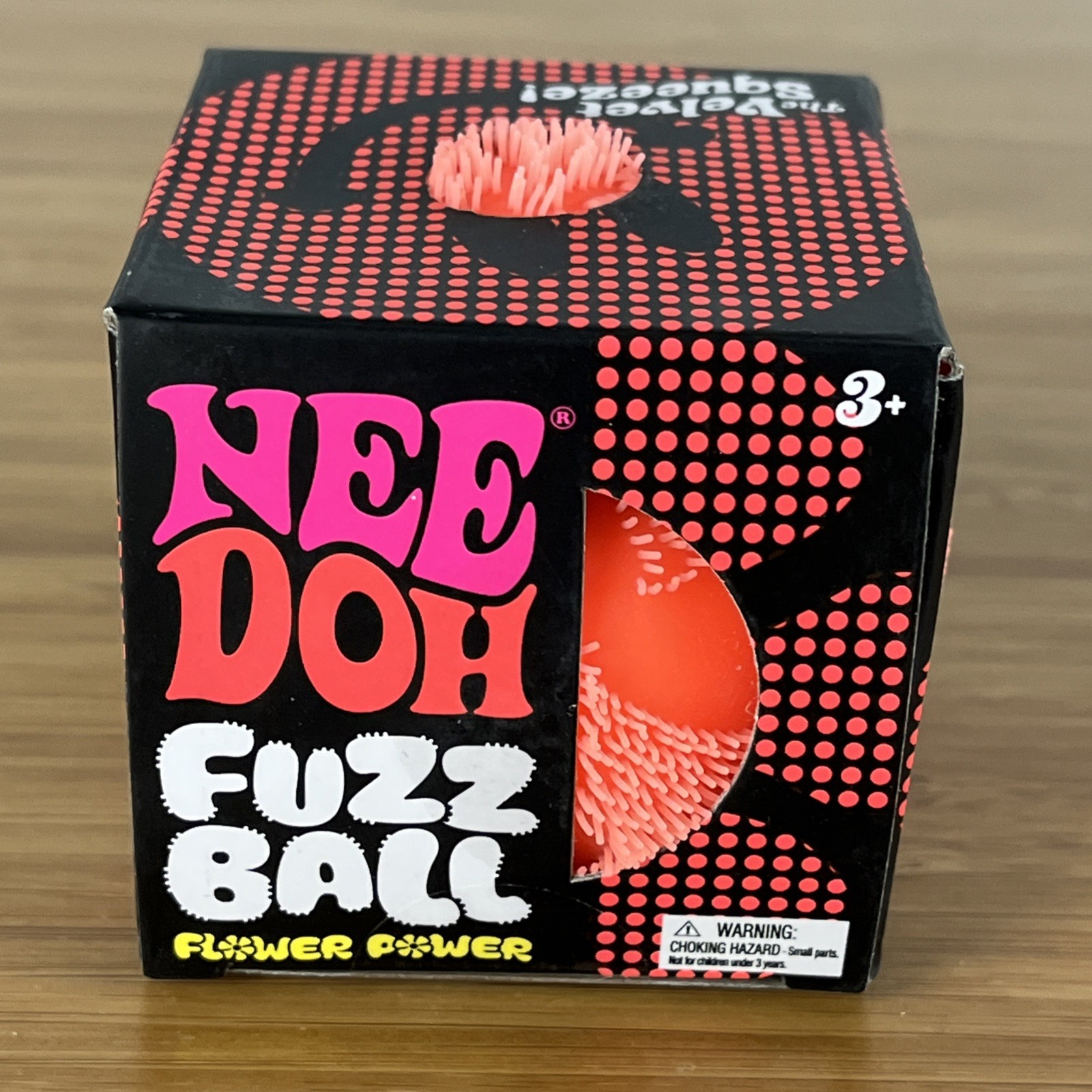 ORANGE Needoh FUZZ BALL Flower Power Nee Doh Squish Stress Ball NEE-DOH Fuzzball