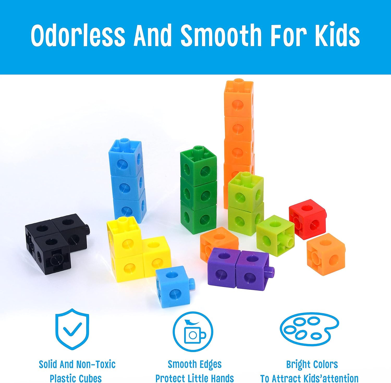 Math Linking Cubes, Math Cubes Manipulatives with Activity Cards Linking Cube Ma