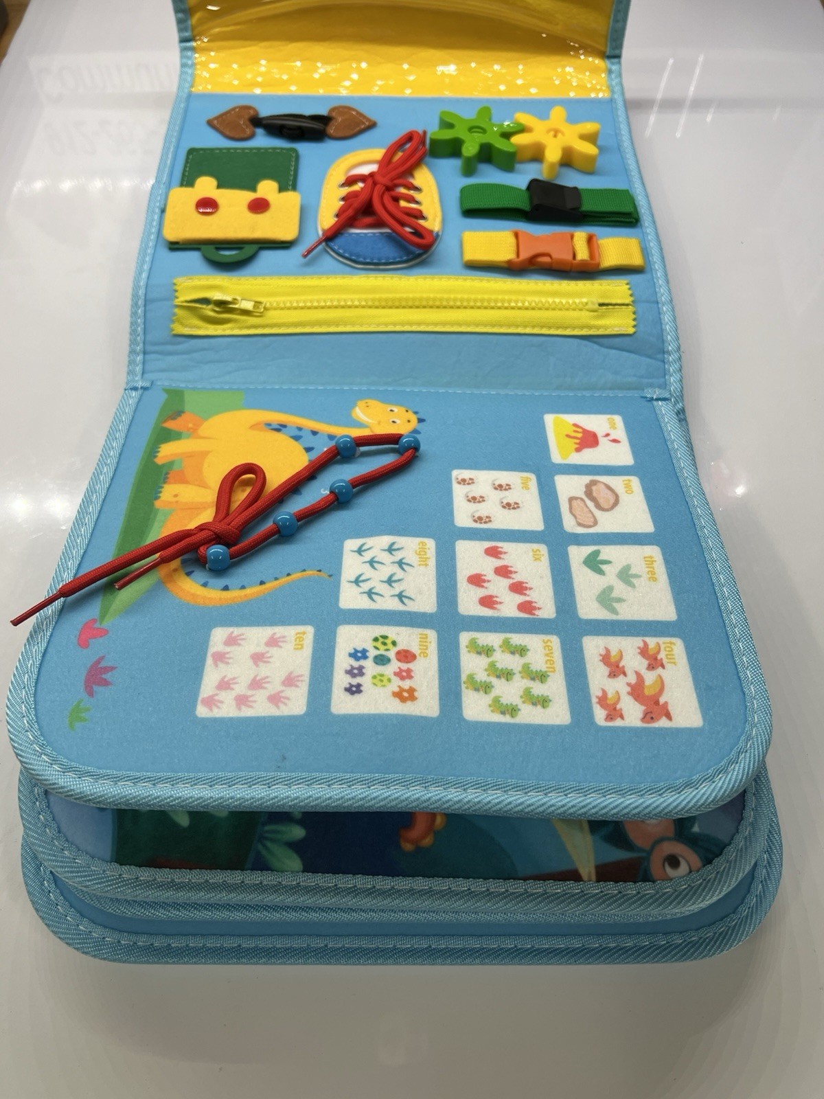 Montessori Toys Dinosaur Busy Board Learning Activities Toddlers / Kids Blue