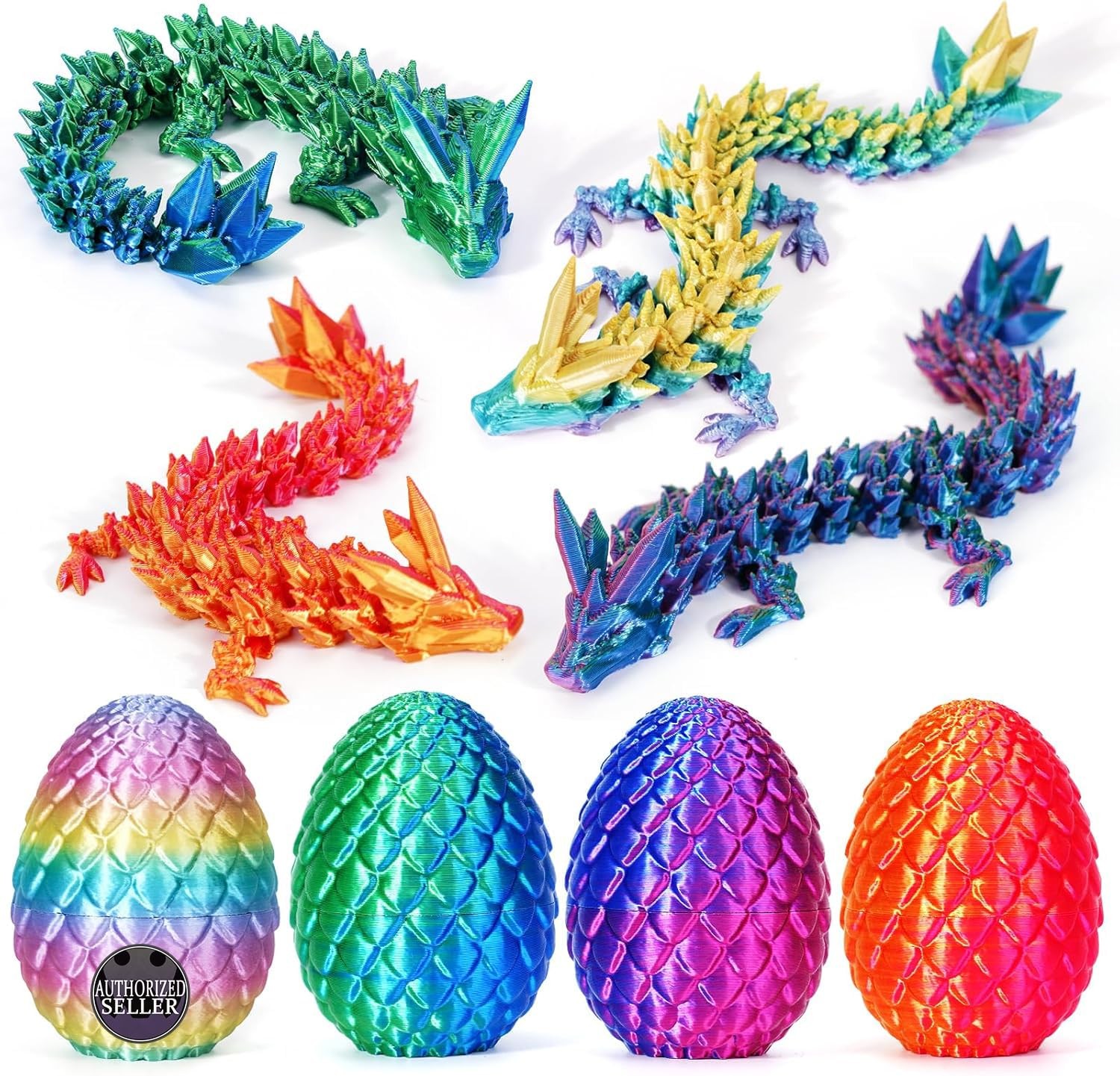 4PCS 3D Printed Dragon Egg, Articulated Crystal Animals Cool , Small 3D Print…