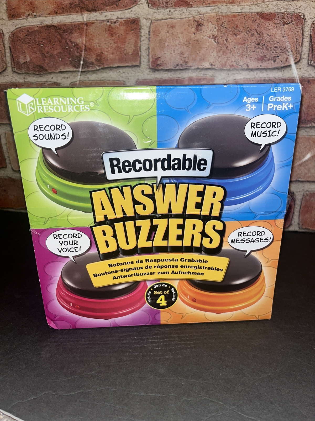 Learning Resources 4 Recordable Answer Buzzers Fun Activity Set New