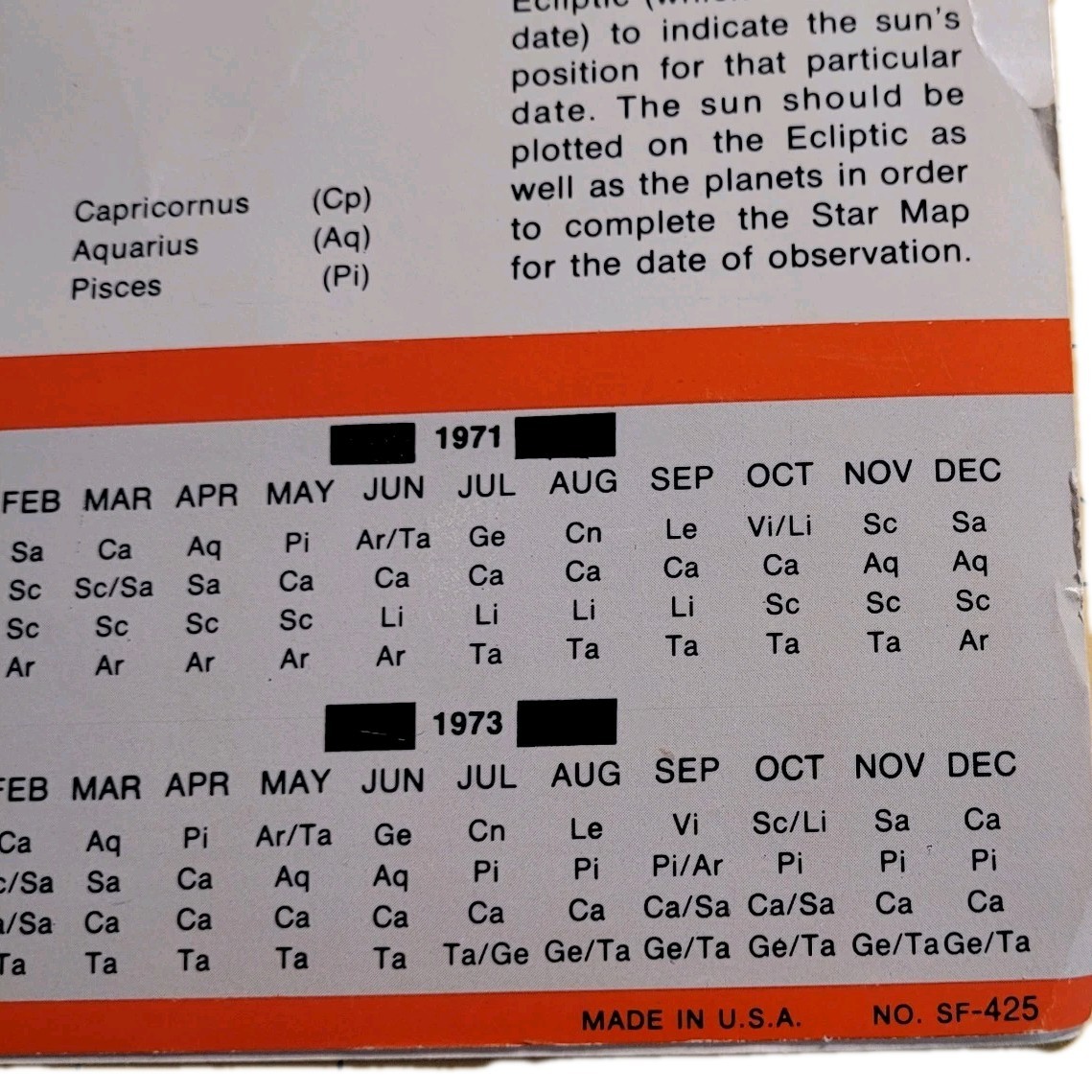 VTG Luminous Star Finder Zodiac Dial Hubbard Scientific Constellation 1970&Cards