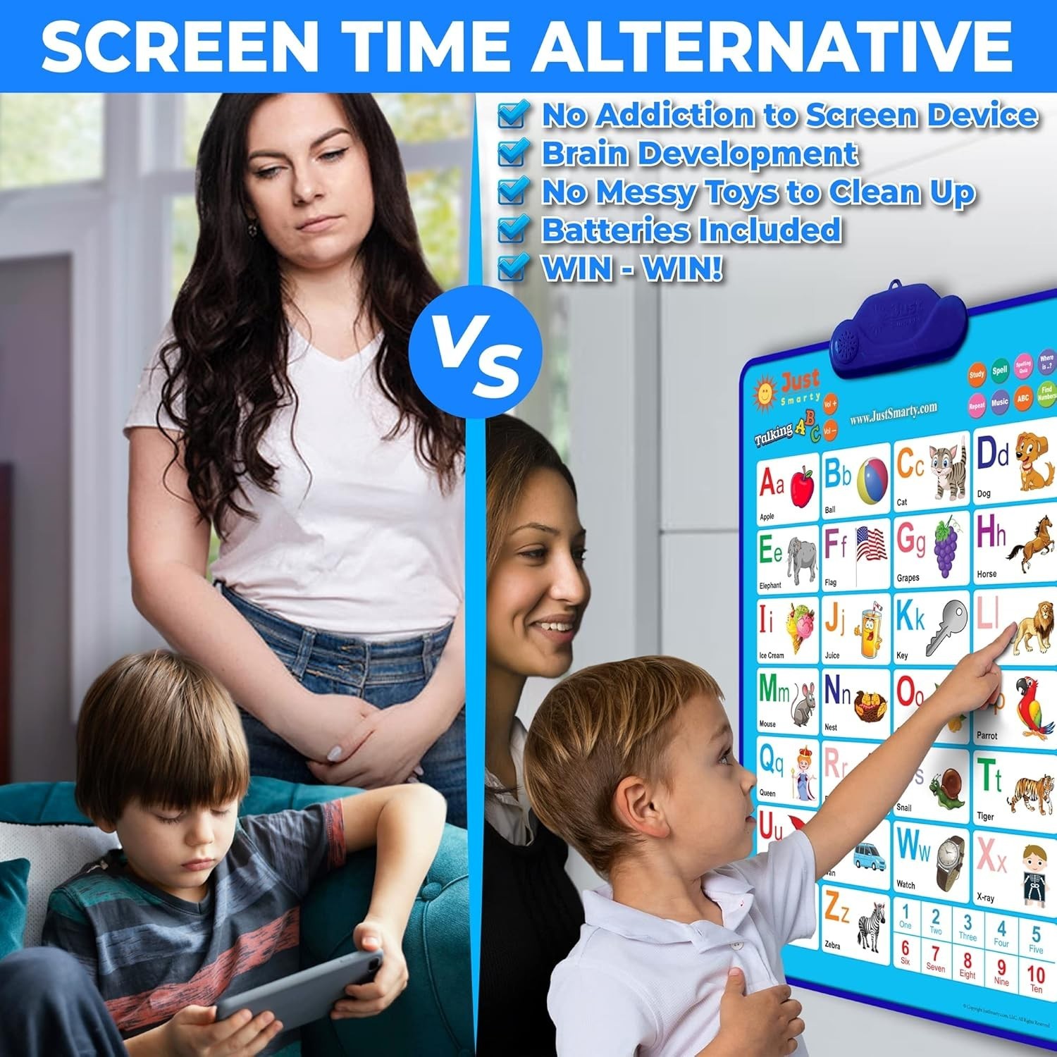 Toddler Learning Wall Chart for Alphabet and Numbers with Interactive Sound