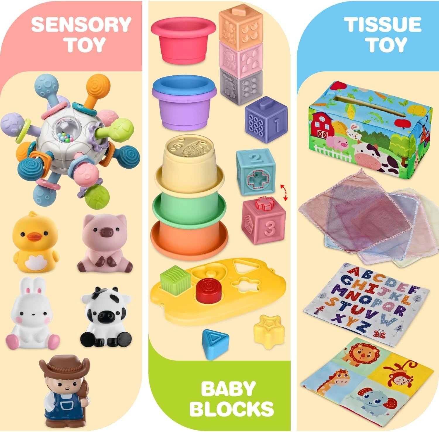 6 In 1 Baby Toys, 6-12 Months Baby Toys, 0-6 12-18 Montessori Toddler Toys Gifts