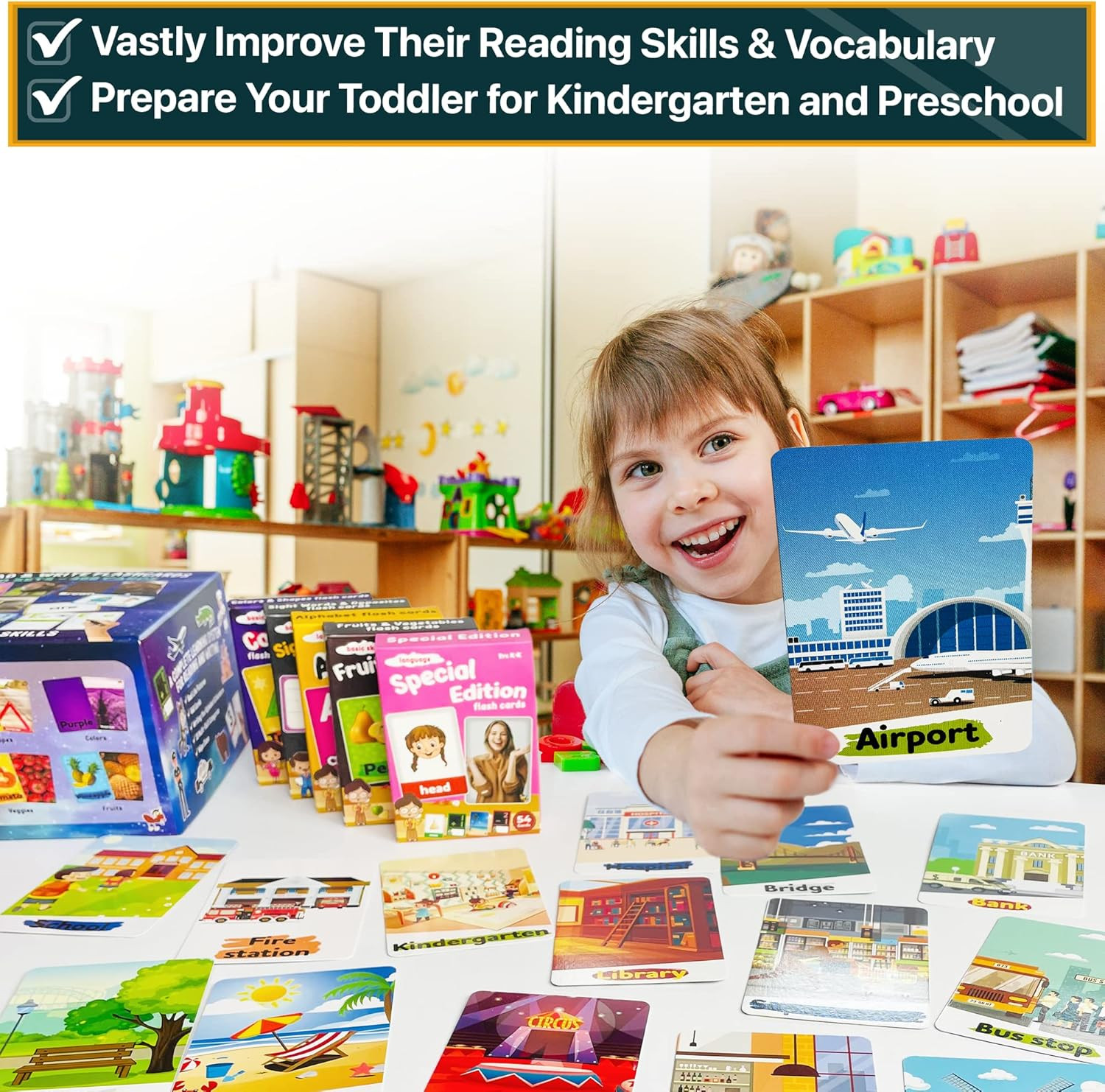 Flash Cards for Toddlers 2-4 Years – Jumbo Learning Box Set with Real Pictures –