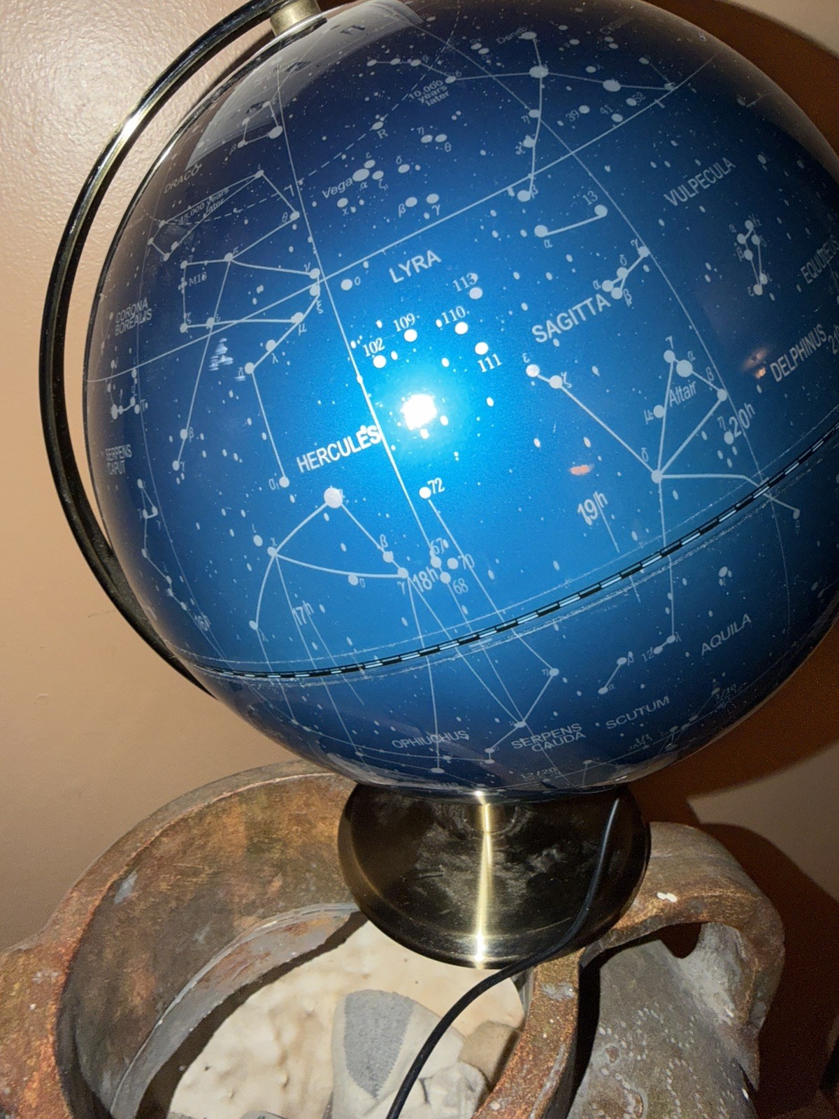 Light Up Celestial Star Map Globe Lamp Rotating Constellation Astronomy Deco EUC