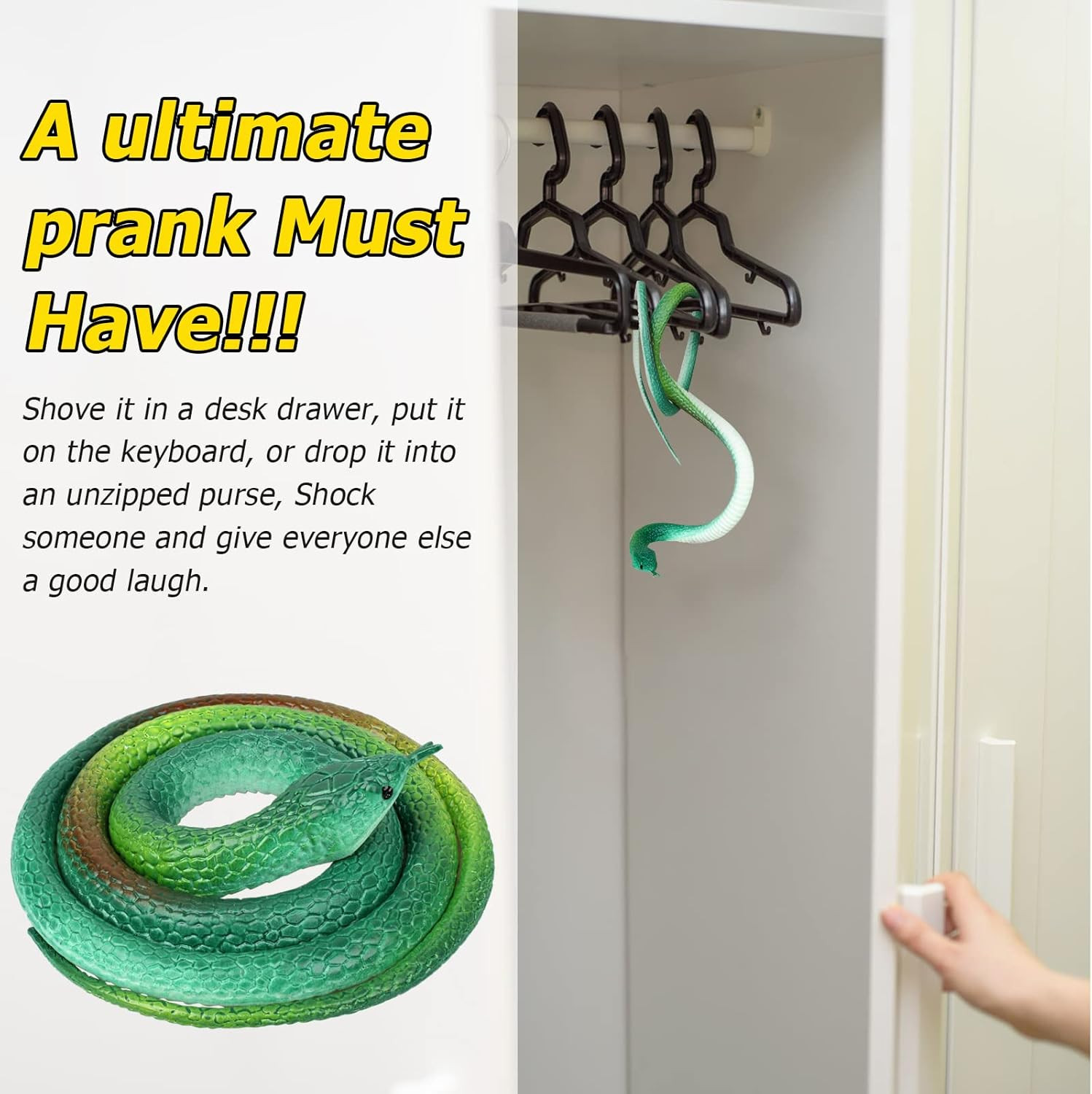 Rubber Snakes to Keep Birds Away – 4 Pieces Realistic Fake Rubber Snake Toys for