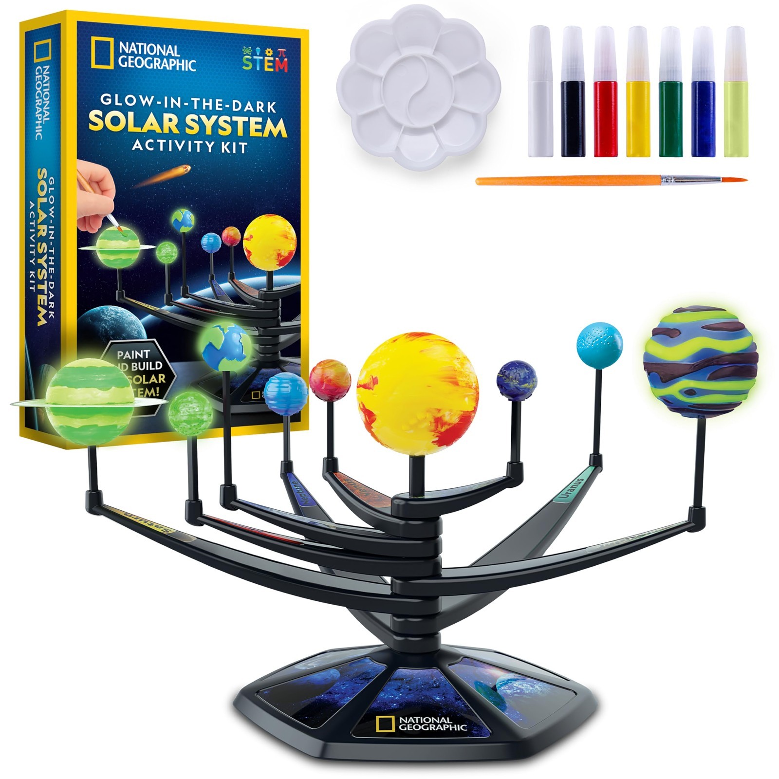 Glow-in-the-Dark Solar System Model Kit for Kids – Build & Paint 3D Planets, STE