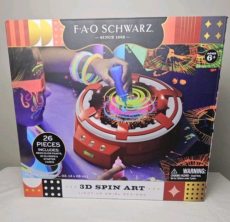 FAO Schwarz 3D Light Up Spin Art Craft Family Fun Activity Project Game