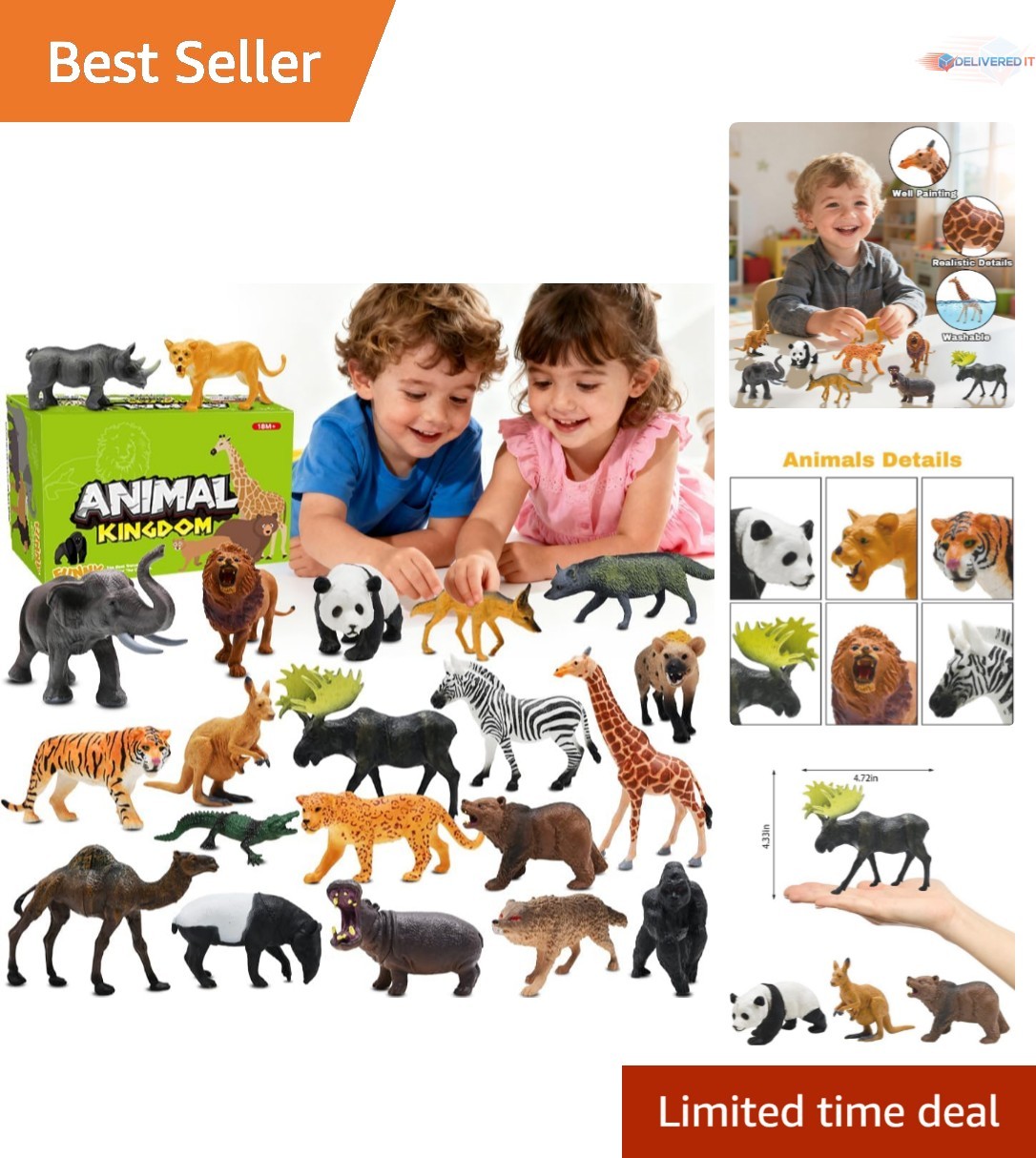 Safari Animals Toys 21pcs Realistic Wild Zoo Animal Figurines Playset