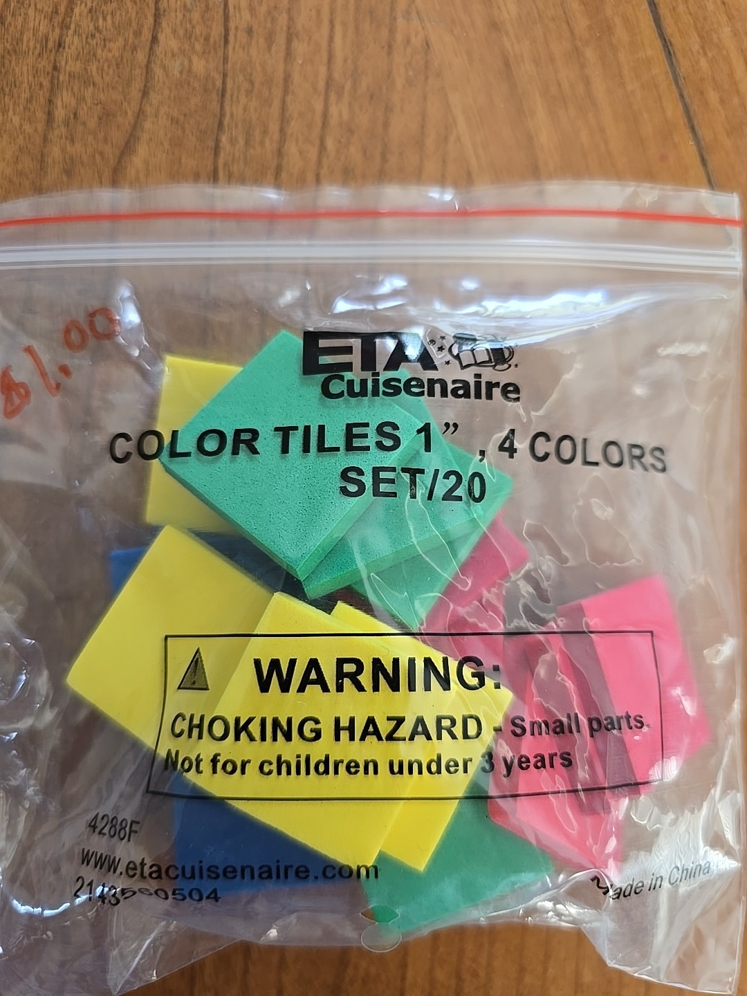 Foam Color Tiles 1″, 4 Colors Set/20