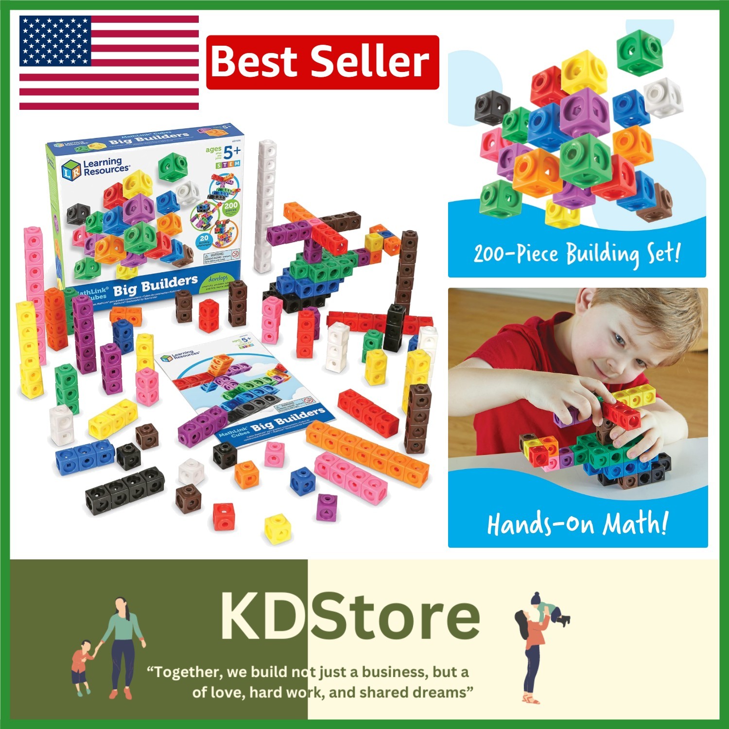 STEM Building Block Set with 200 MathLink Cubes – Endless Creative Exploration