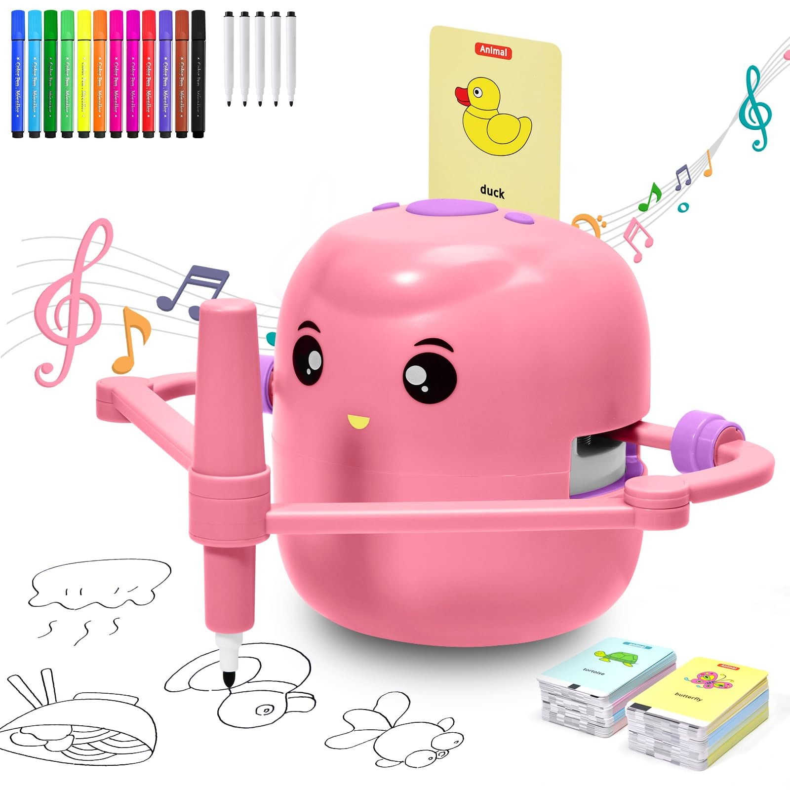 Drawing Robot for Kids, Voice 4 inches x 4 x 0.1 inches, Pink
