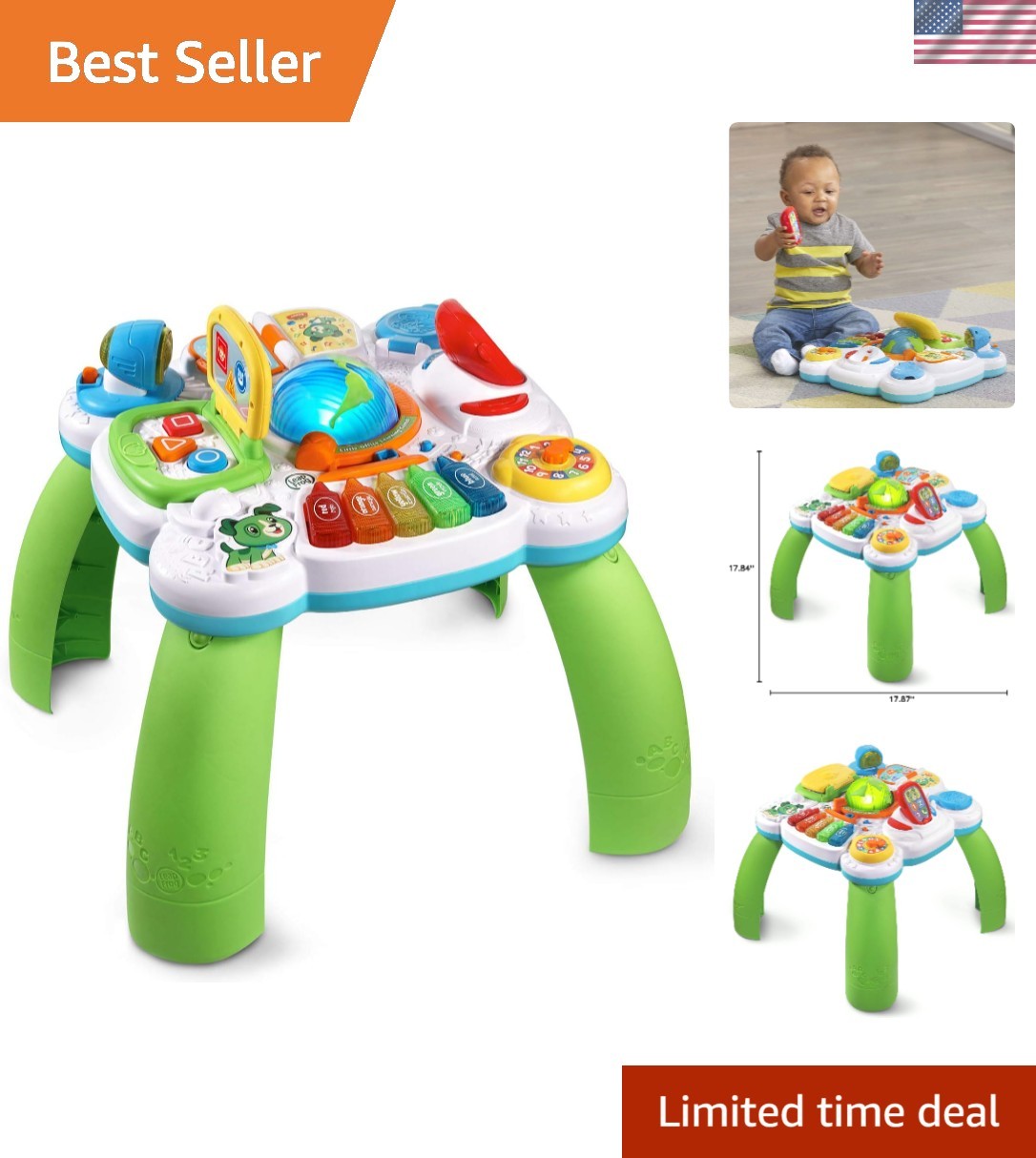 Educational Little Office Learning Center – Green Desk with 27 Touch Points