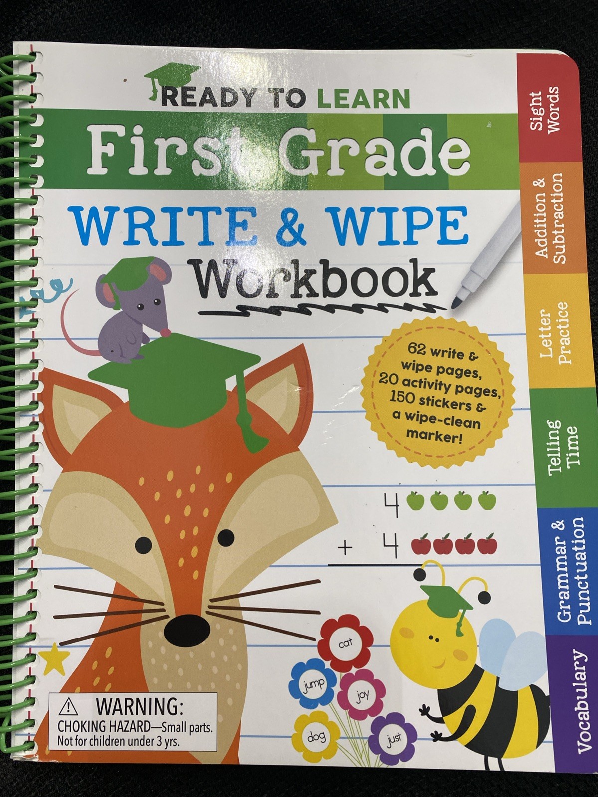 Ready To Learn First Grade Write & Wipe Workbook 62 Pgs 20 Act. Pgs 150 Stickers
