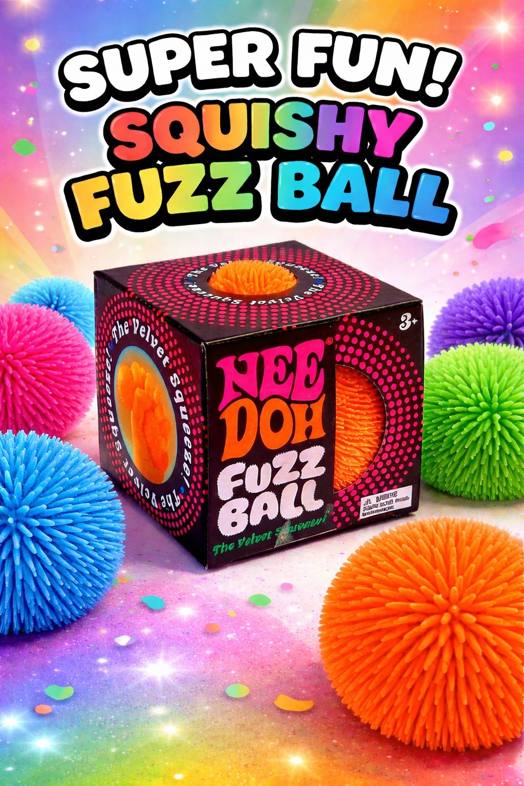 NeeDoh Fuzz Ball “The Velvet Squeeze!” ORANGE, Authentic, New