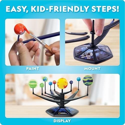 Glow-in-the-Dark Solar System Model Kit for Kids – Build & Paint 3D Planets, STE