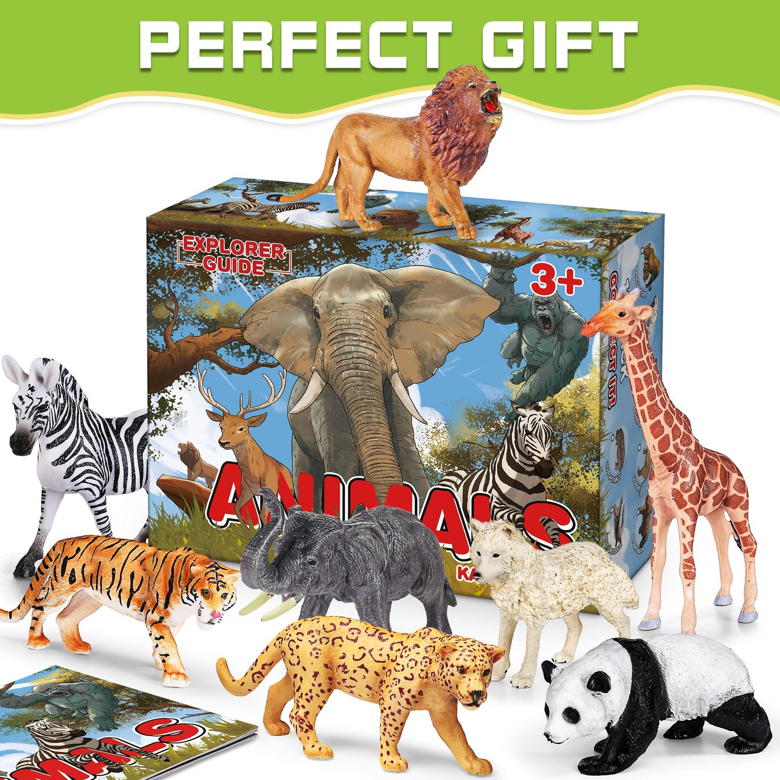 13 Pack Wild Animal Toys with Educational Booklet and Gift , Realistic Safari…