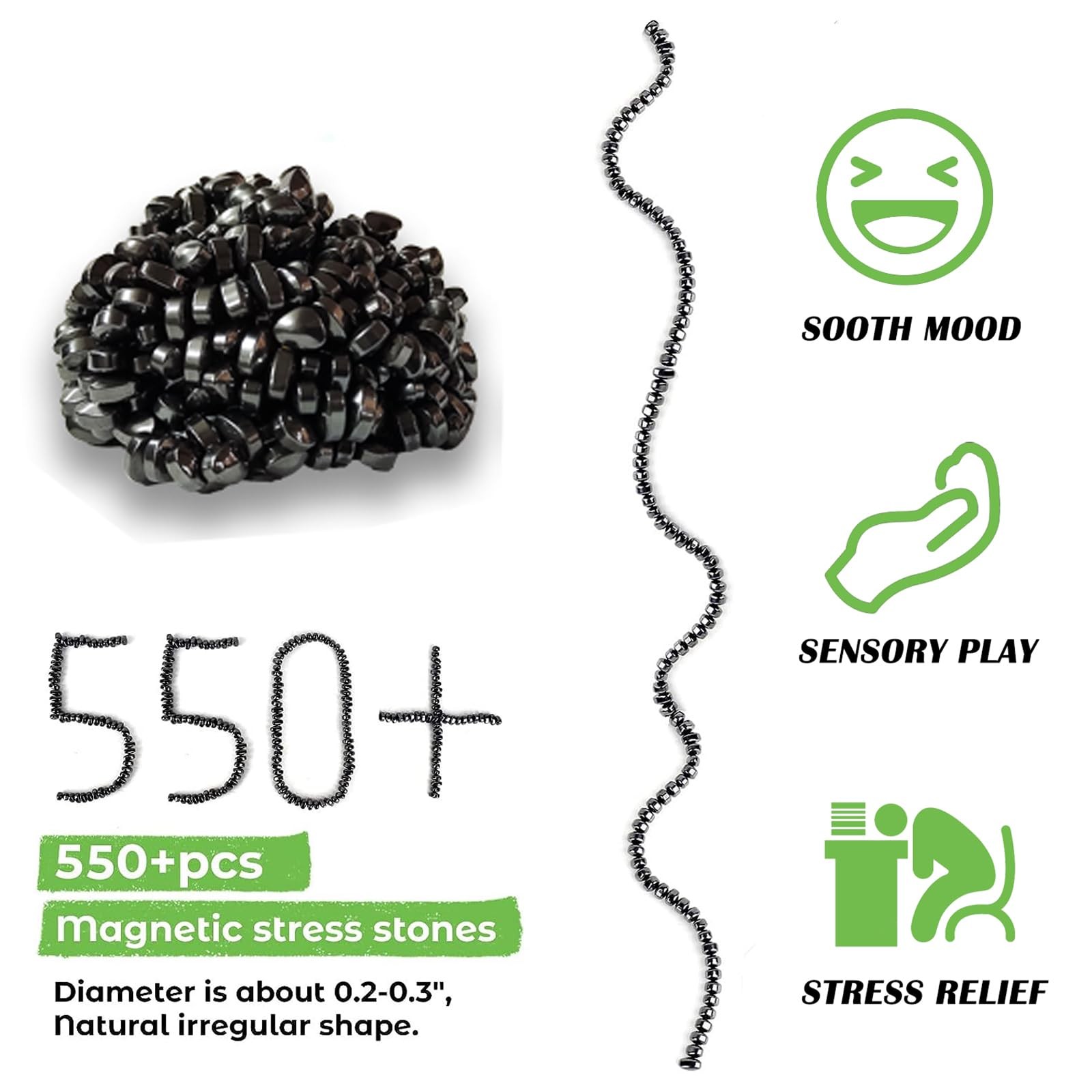 550pcs Fidget Toys Adults ，Sensory Toys， Desk Fidgets 550 PCS (Black), Black