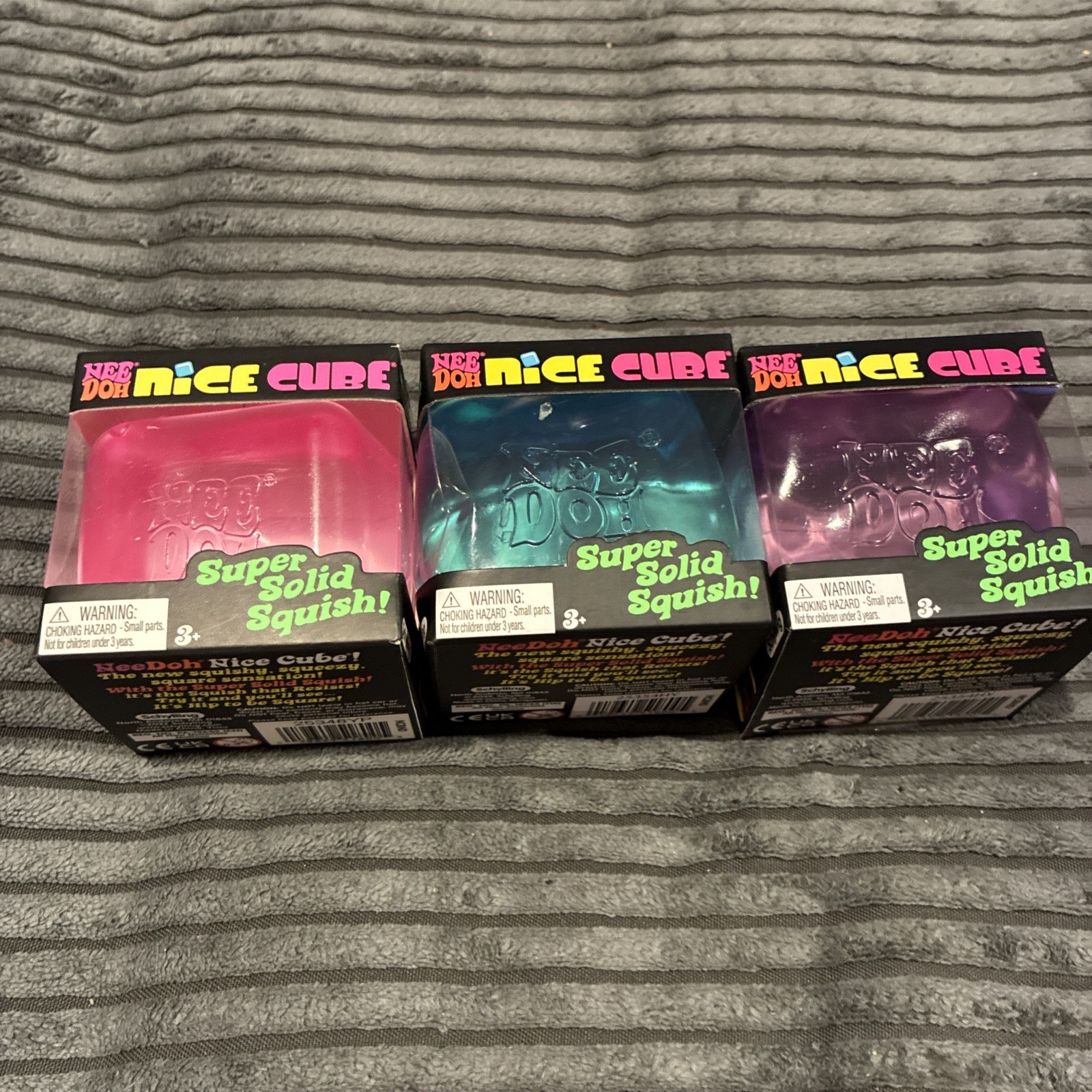 Complete Set NEE DOH Nice Cubes Blue Pink Purple – Lot of 3 RARE!!